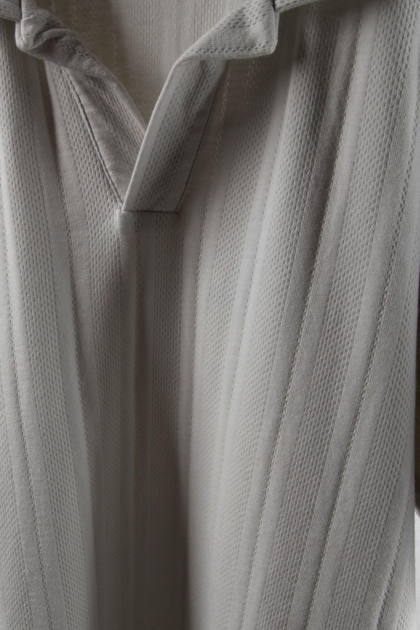 POLO REVERS SOLID VERTICAL JACQUARD STRIPES CHALK 6