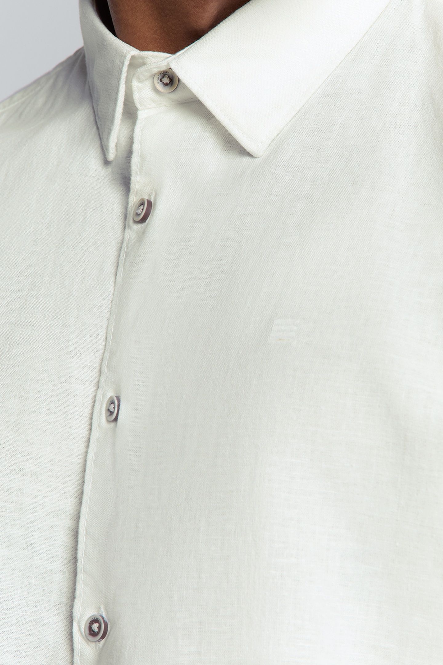 SHIRT SOLID WITH LINEN WHITE 6