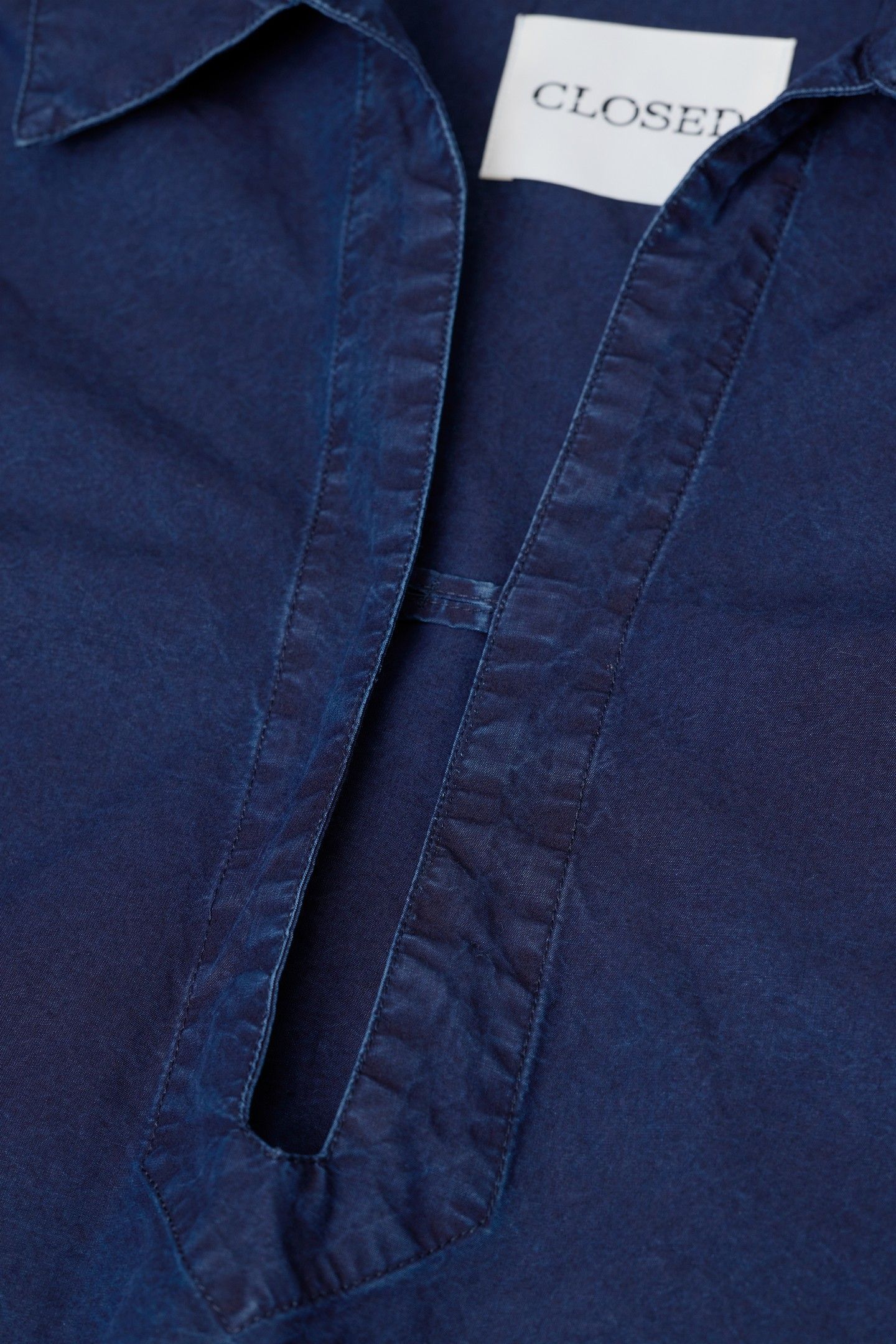 DEEP V NECK BLOUSE DARK BLUE 3