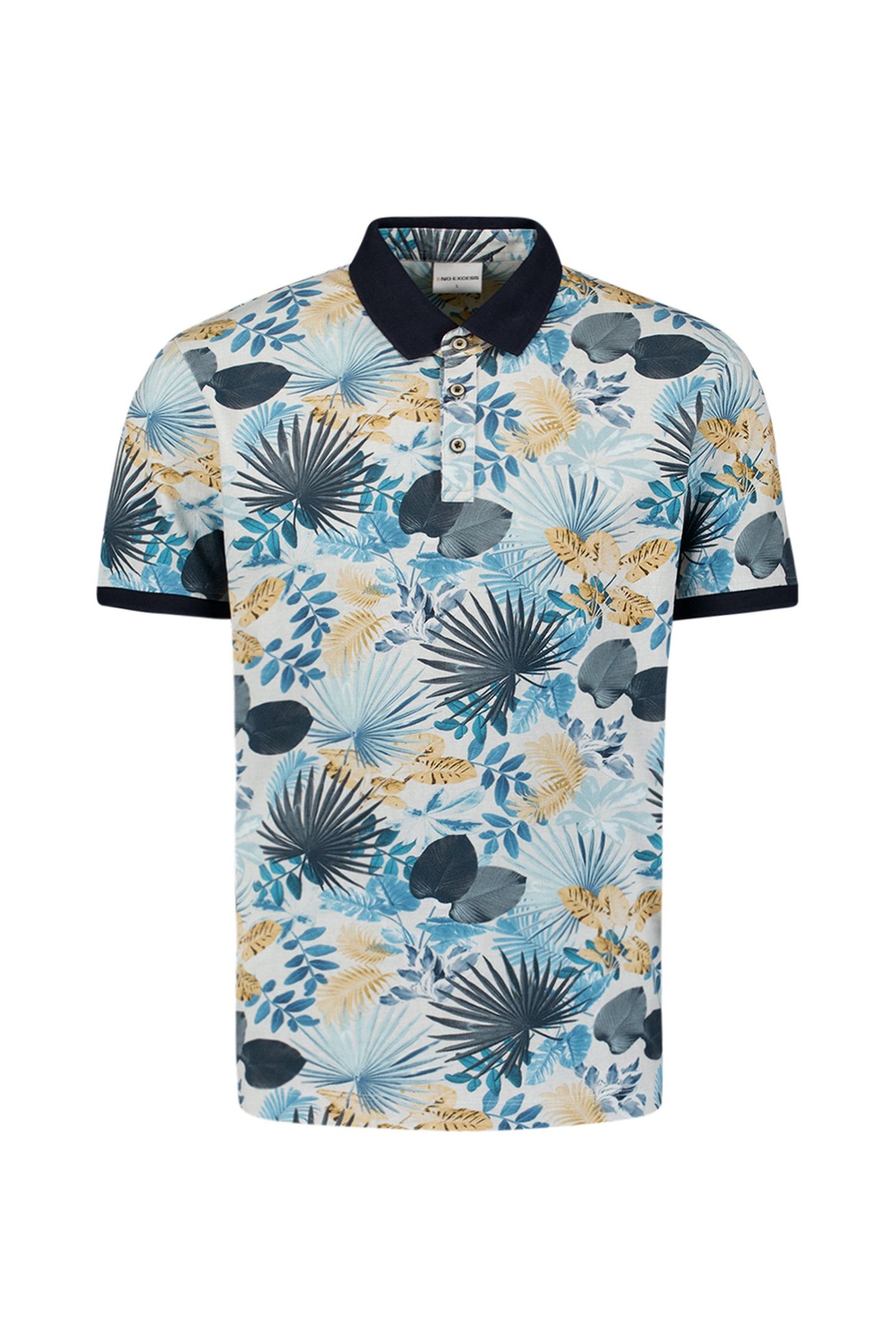 POLO PIQUE ALLOVER PRINTED BLUE 1