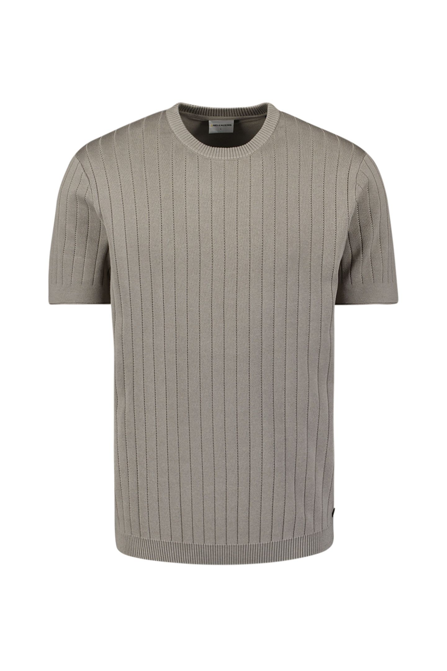PULLOVER SHORT SLEEVE CREWNECK SOLID DROPNEEDLE STRIPE CLAY 6