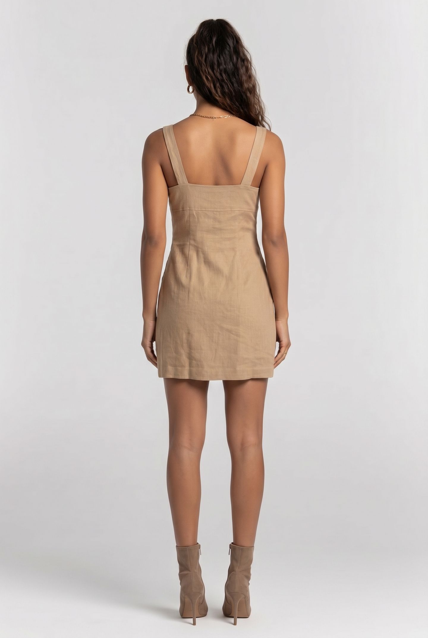LINEN MINI DRESS SAND 2