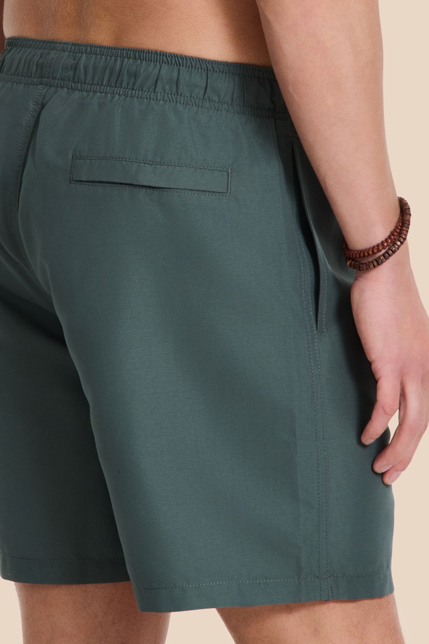 MEN MIKE SWIM SHORTS 7 INCH SOLID GREEN SMOKEY 4