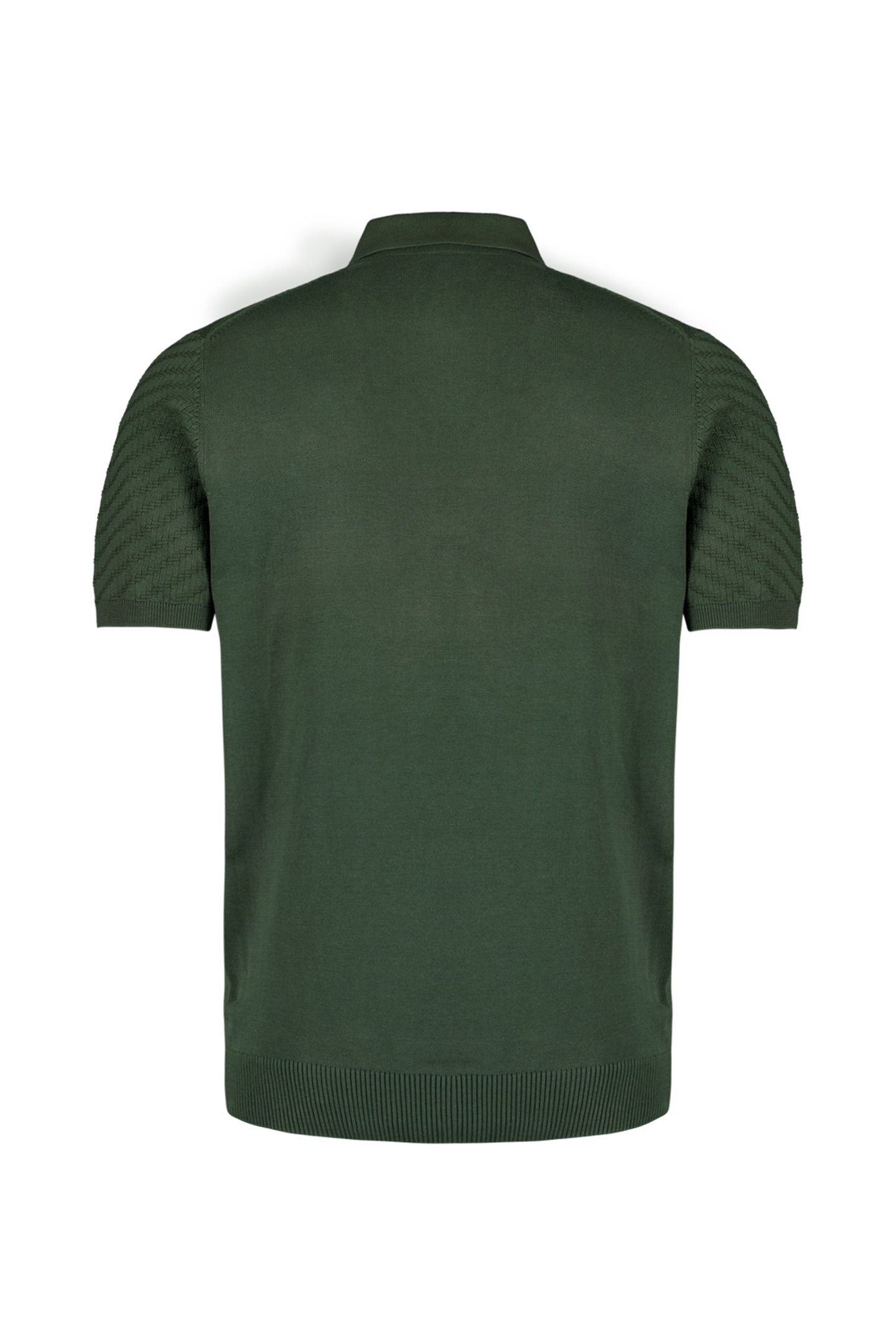 PULLOVER SHORT SLEEVE POLO ZIP SOLID JACQUARD DARK GREEN 6
