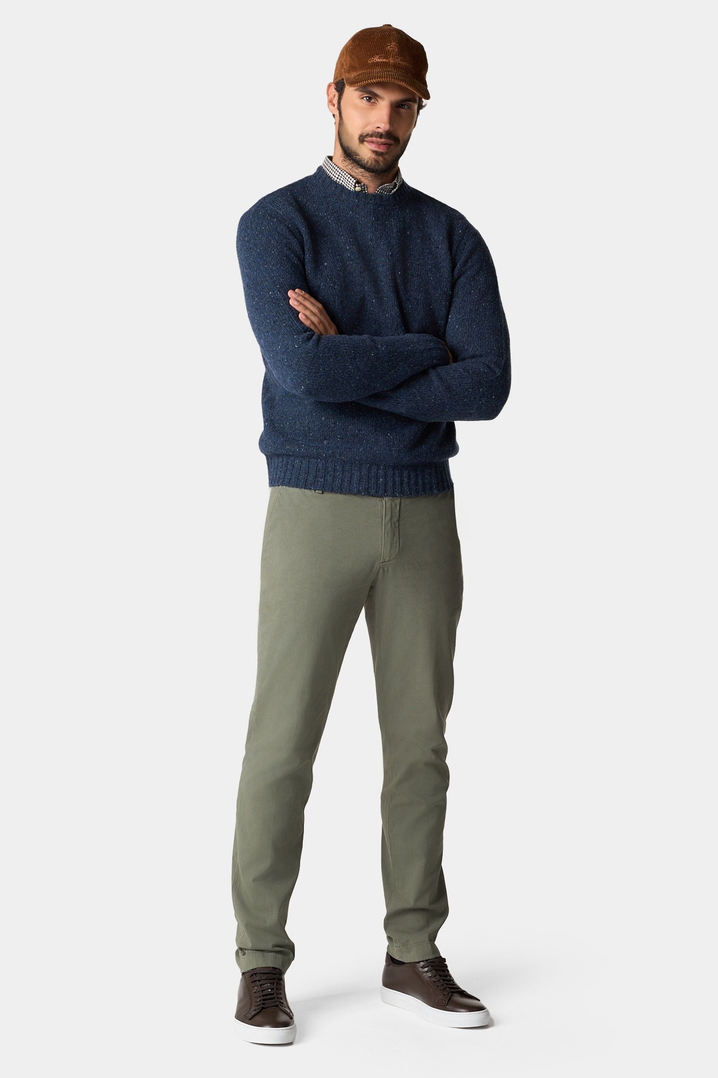 SLIM FIT WOVEN STRETCH COTTON CHINOS MILITARY 1