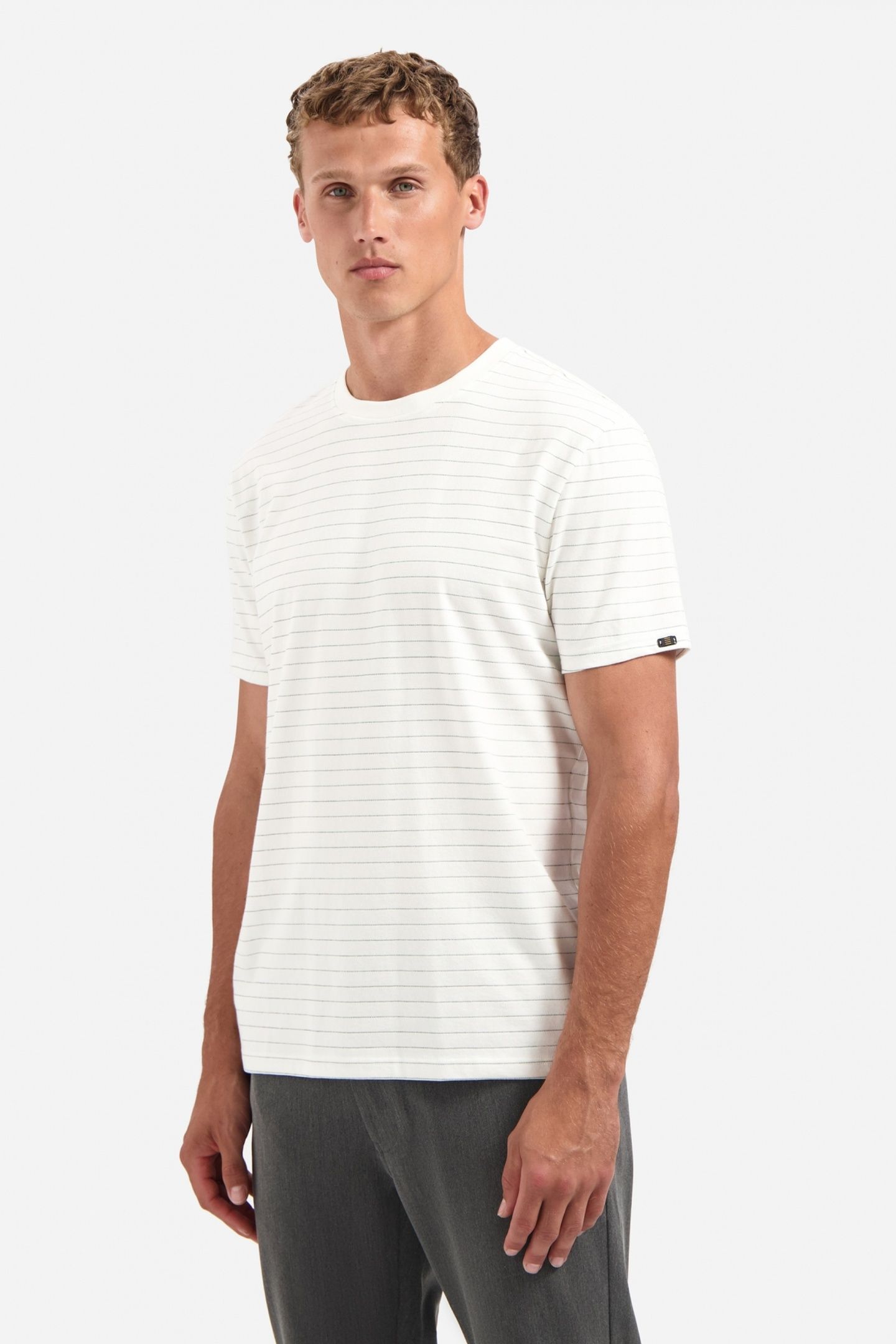 T-SHIRT CREWNECK YARN DYED PIN STRIPE OFFWHITE 3
