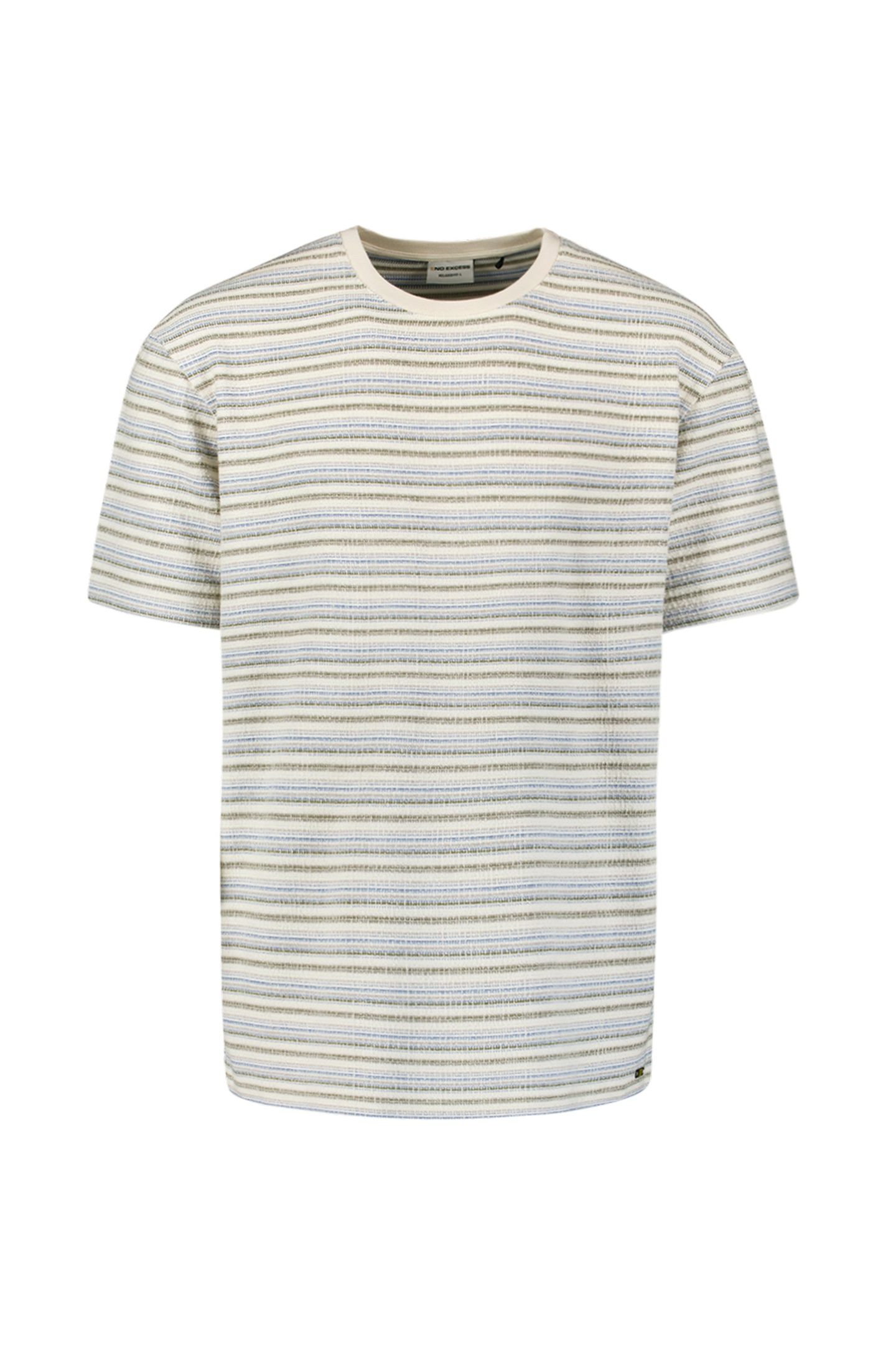 T-SHIRT CREWNECK MULTI COLOURED JACQUARD SLUB STRIPE DEEP BL 4