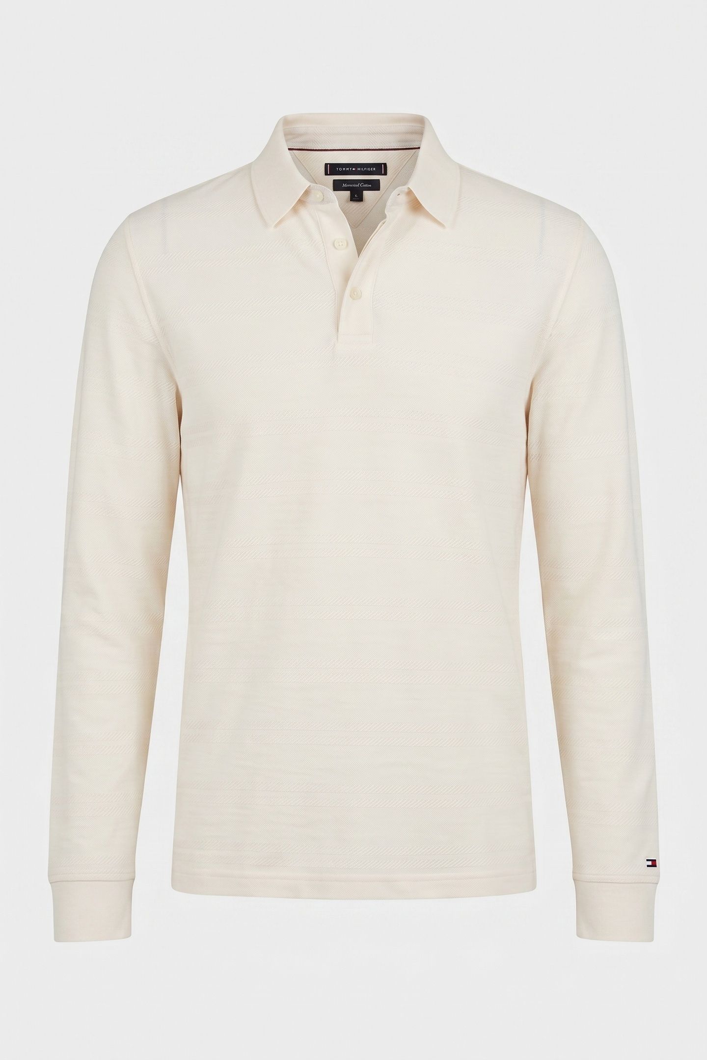 LONG-SLEEVE TONAL KNIT POLO IVORY PETAL 3