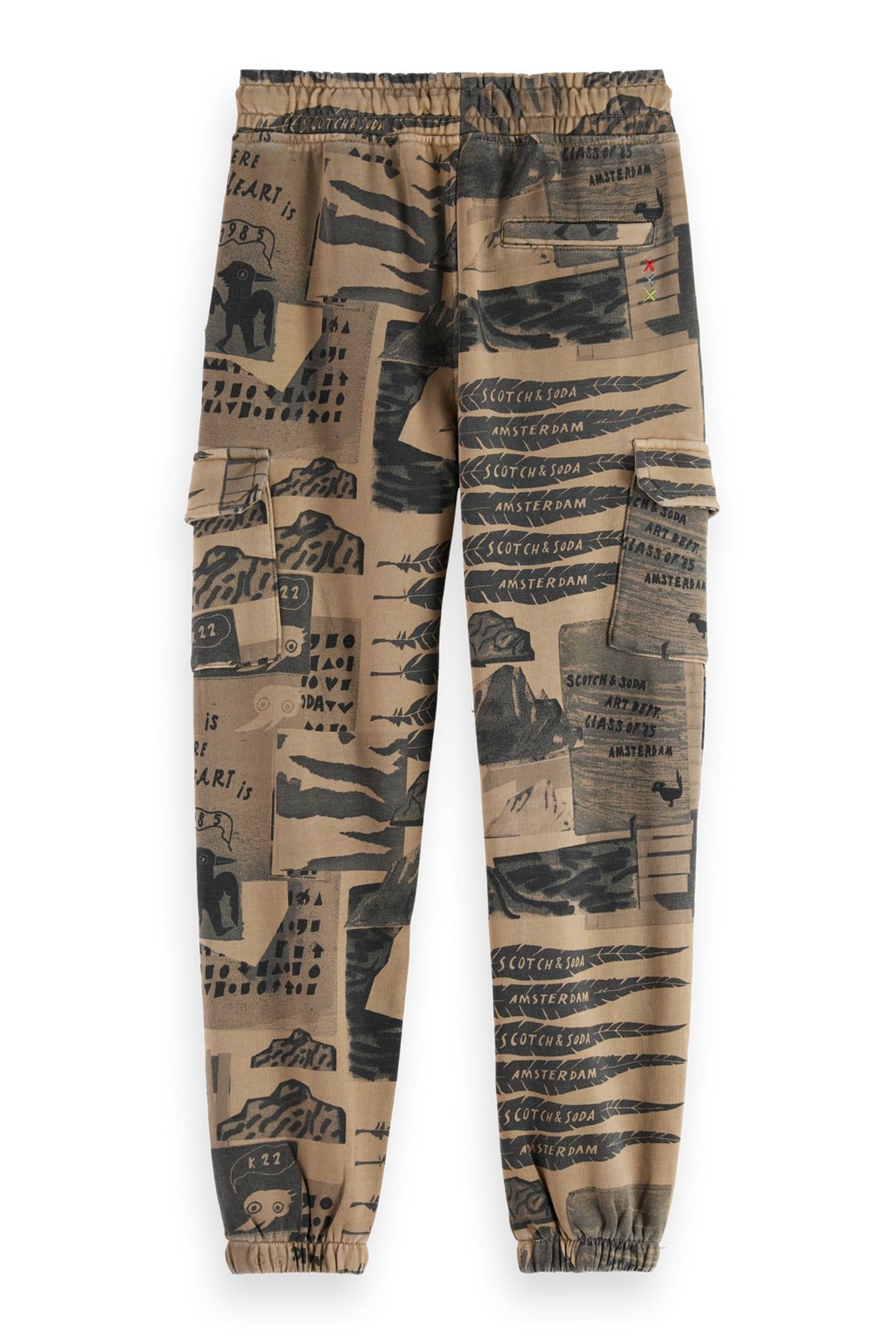 BOY ALL-OVER PRINTED CARGO SWEATPANTS ART DEPT COLLAGE PLAZA 2