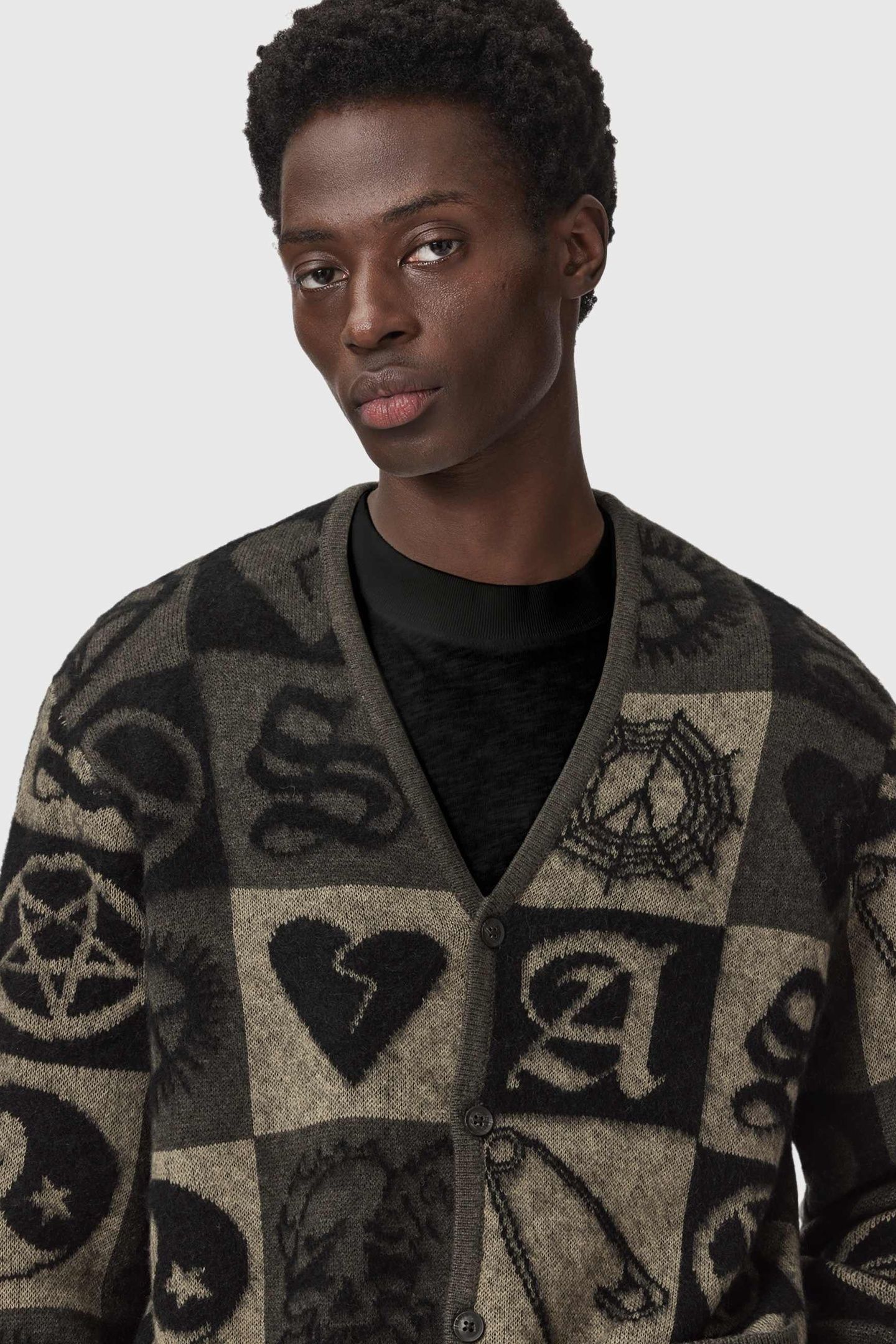 TRAVIS CARDIGAN OLIVE GREEN/BLACK 7