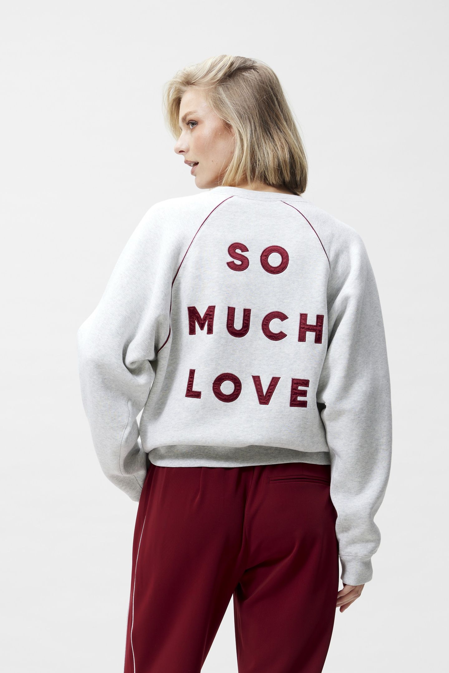 GRAPHIC SWEATER WITH PIPING LIGHT GREY MELANGE 2
