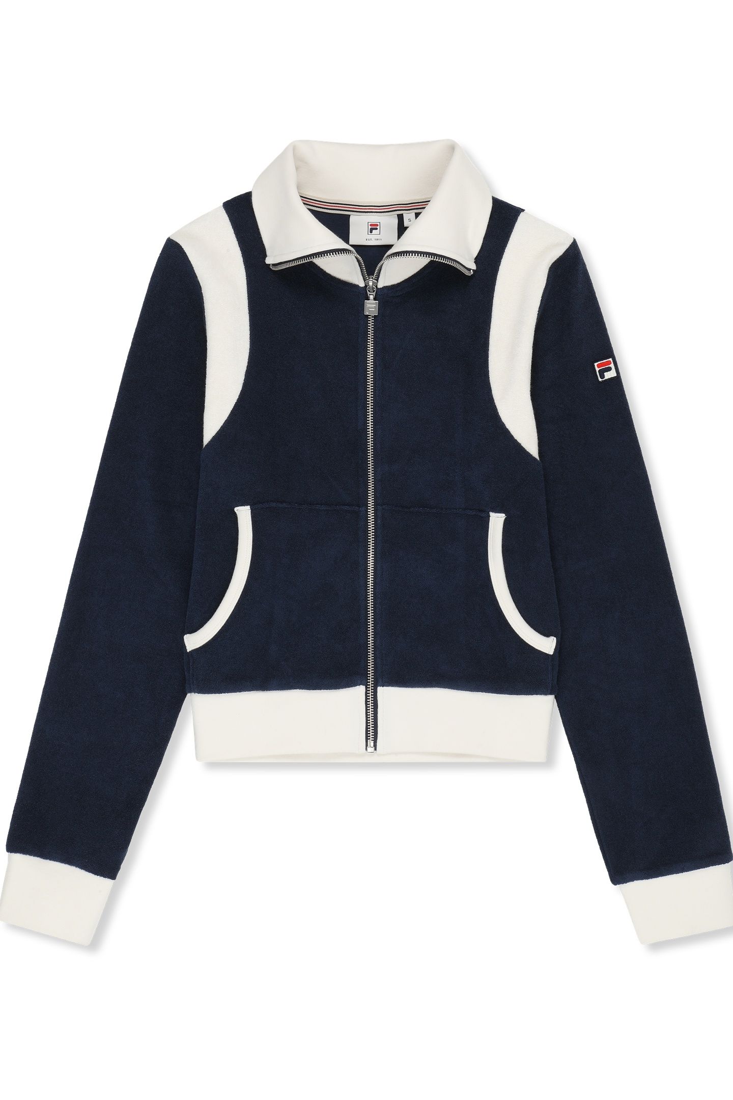 ADRIANO FITTED TOWELLING TRACK JACKET BLACK IRIS-EGRET 4