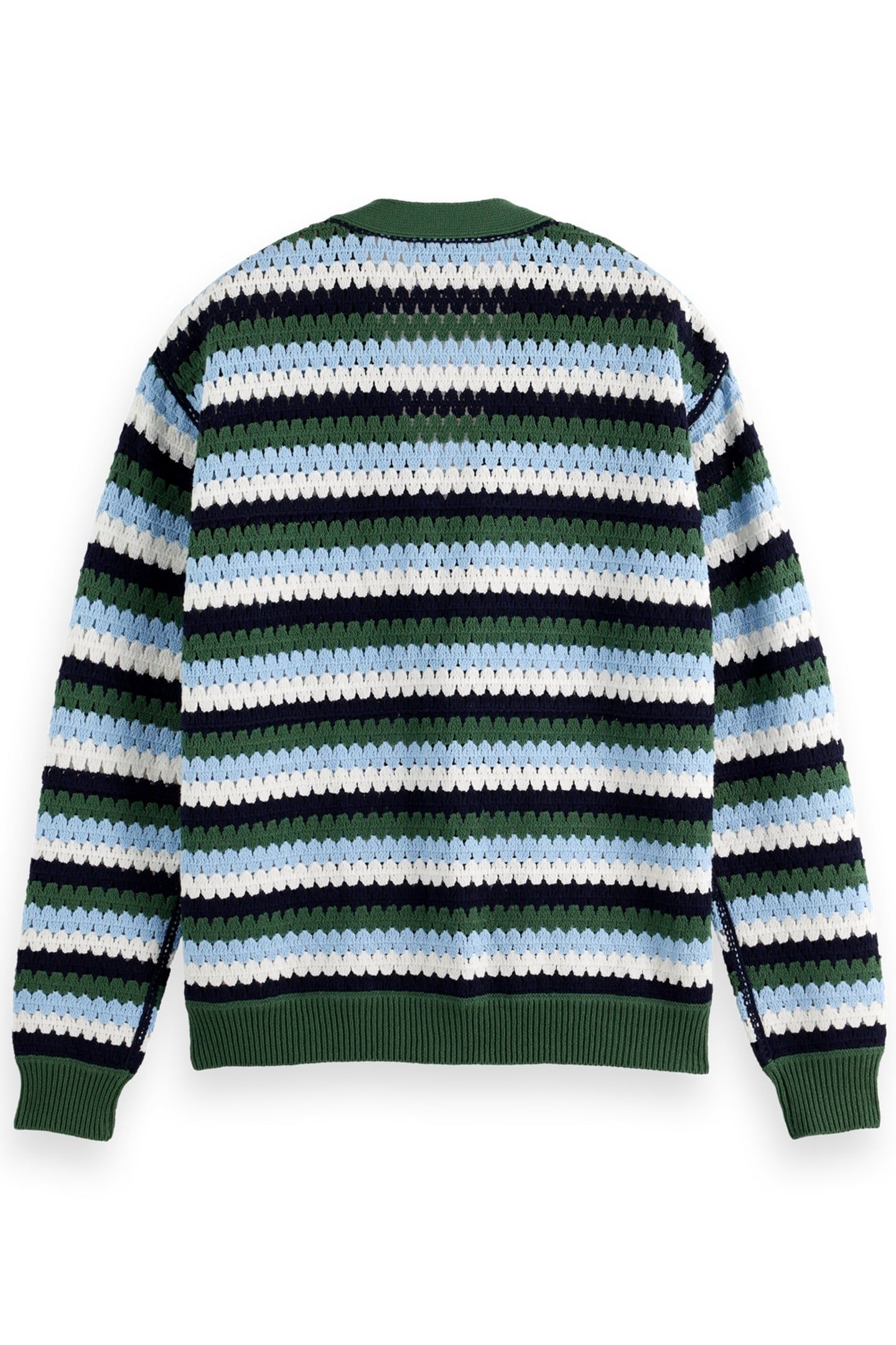 CROCHET DROPPED SHOULDER CARDIGAN SAGE GREEN MULTI STRIPE 2