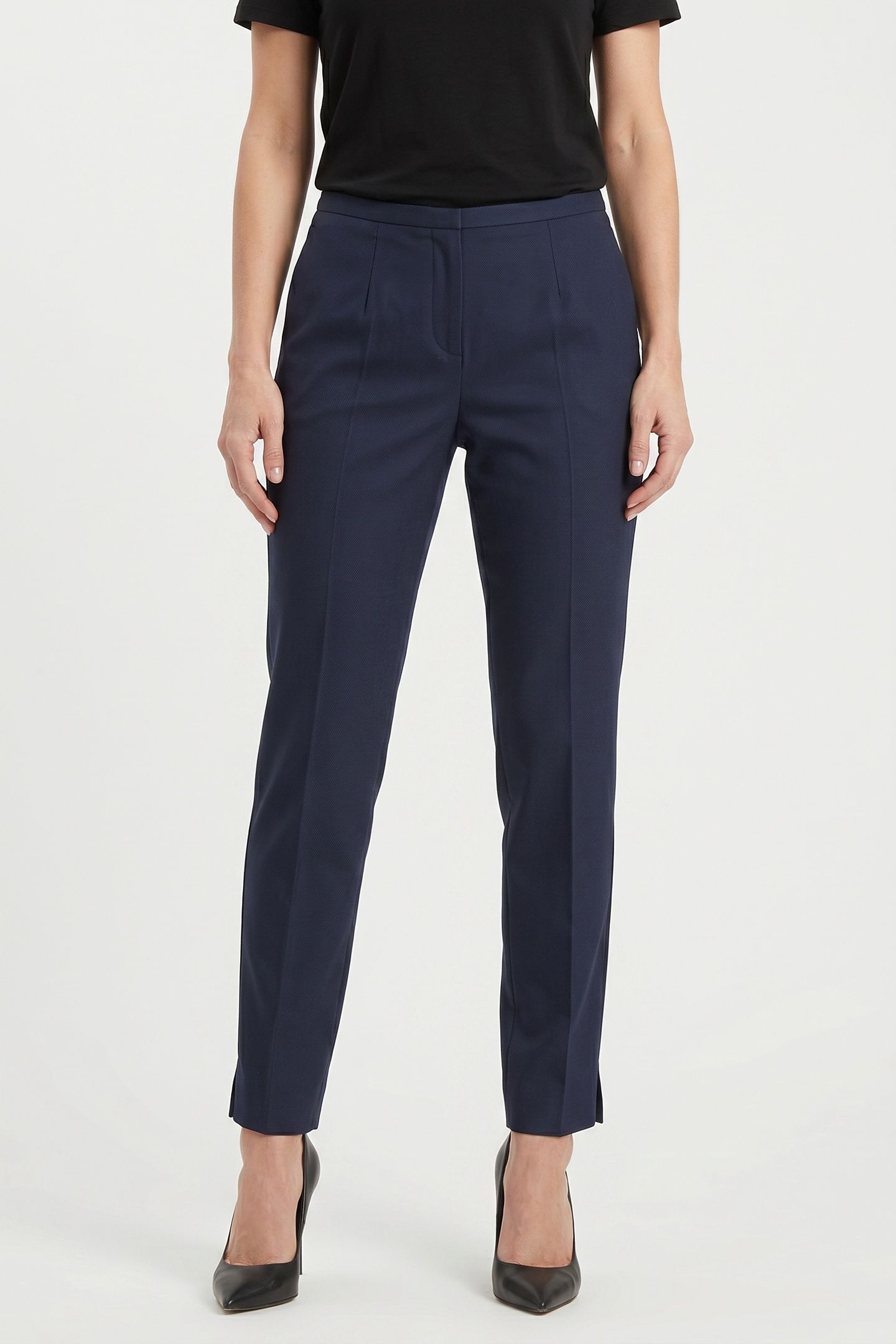 SLIM FIT FAILLE TROUSERS NAVY 1