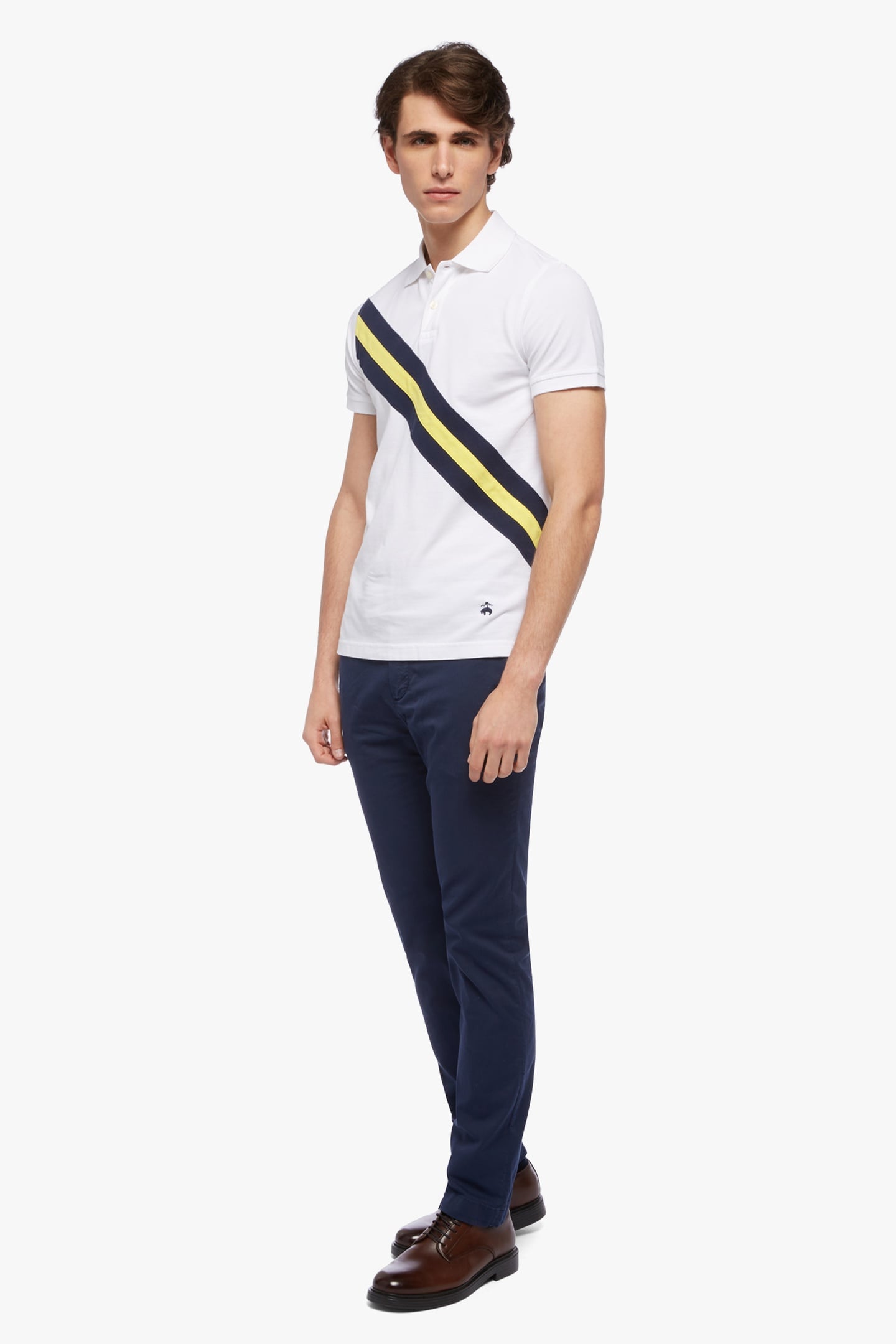 COTTON PIQUE ARCHIVE STRIPE POLO SHIRT OPEN WHITE 2