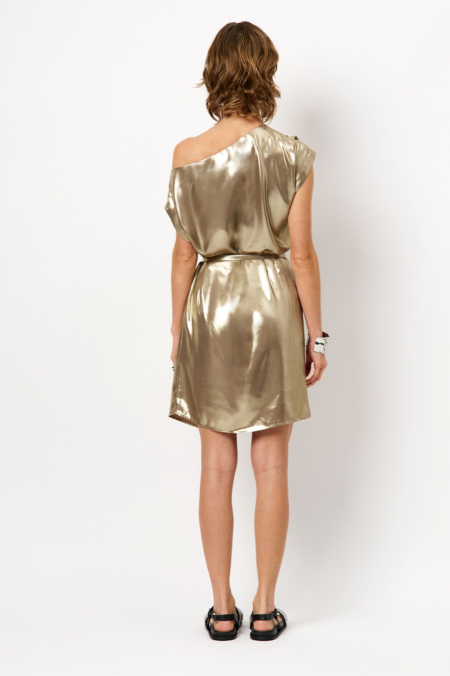 GRAYSON METALLIC DRAPEY DRESS GOLD 2