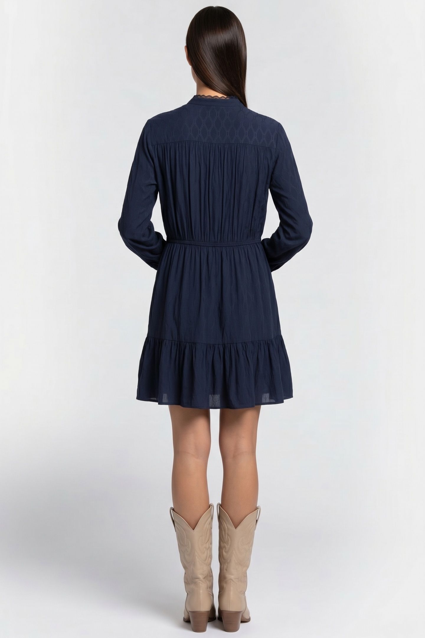FLUID JACQUARD DRESS DARK NIGHT NAVY 2