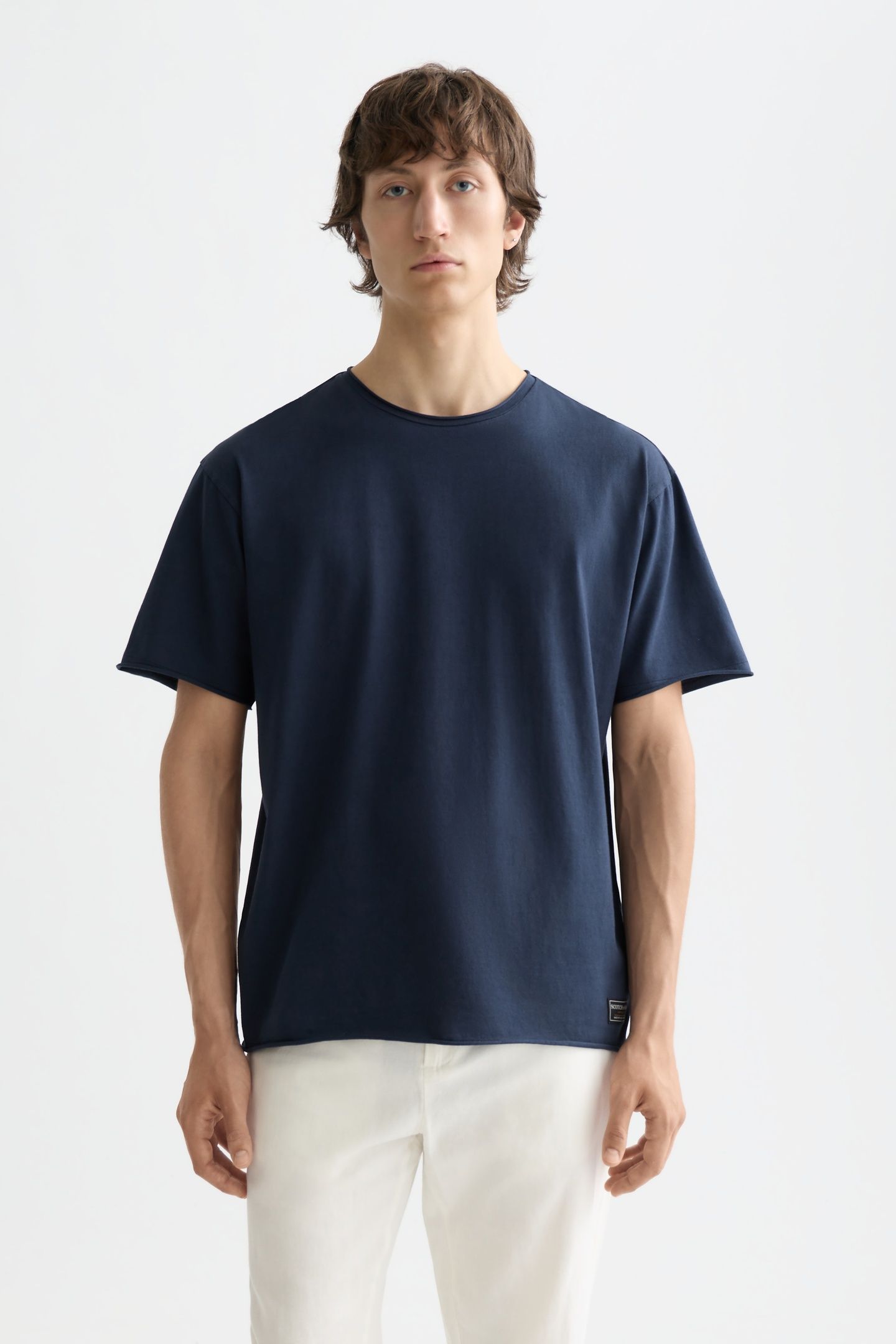 CORE RAW-EDGED RELAXED-FIT GARMENT-DYED T-SHIRT SKY CAPTAIN 1