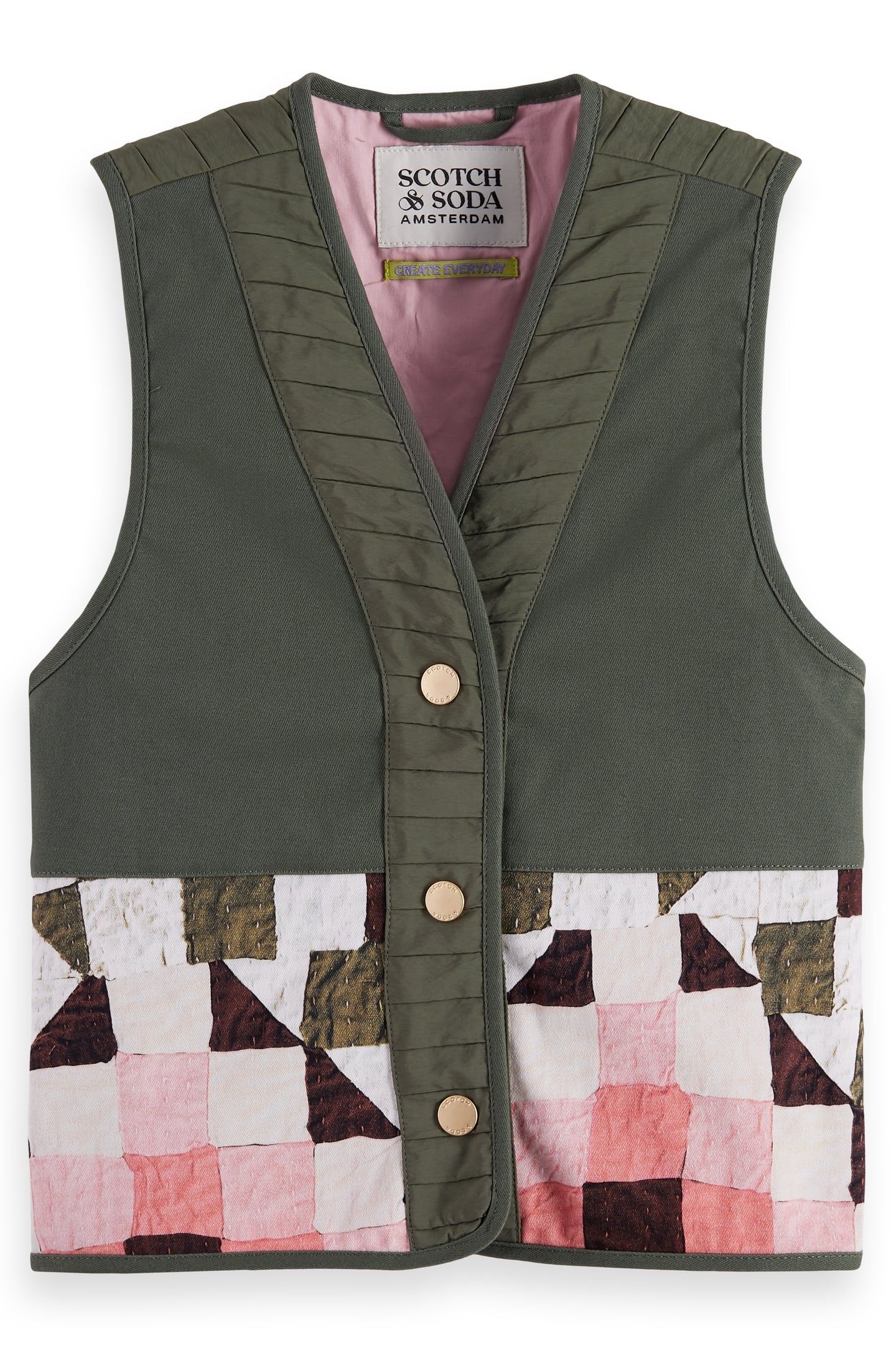 GIRL PATCHWORK GILET THYME 1