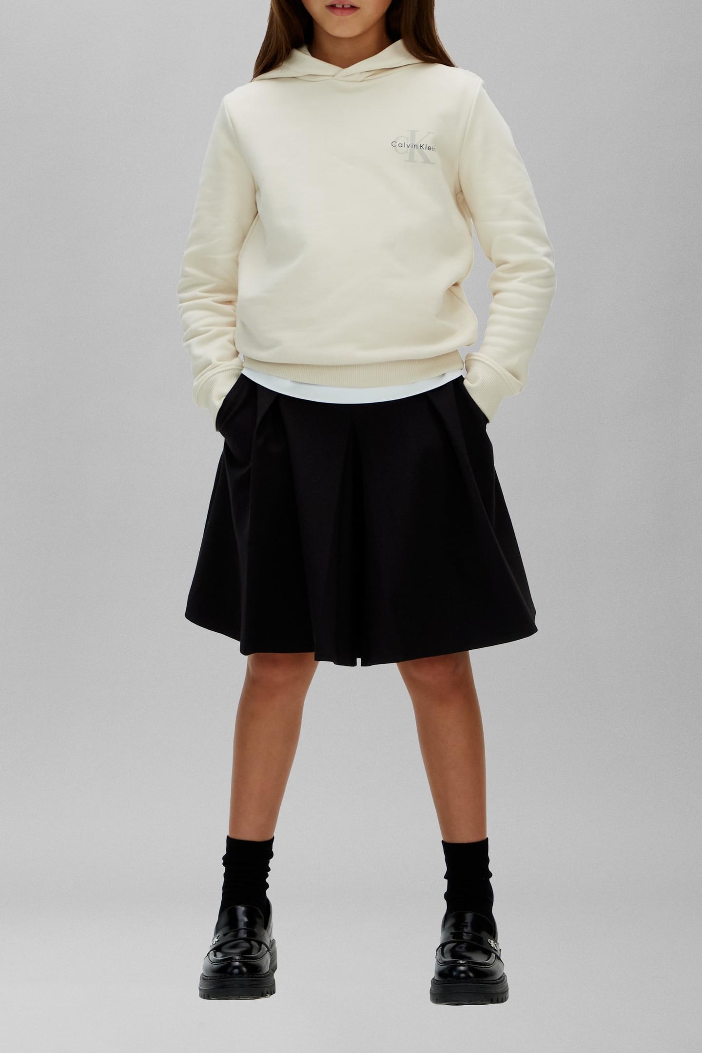 UNISEX SMALL MONOGRAM HOODIE WHITE GRAY 2