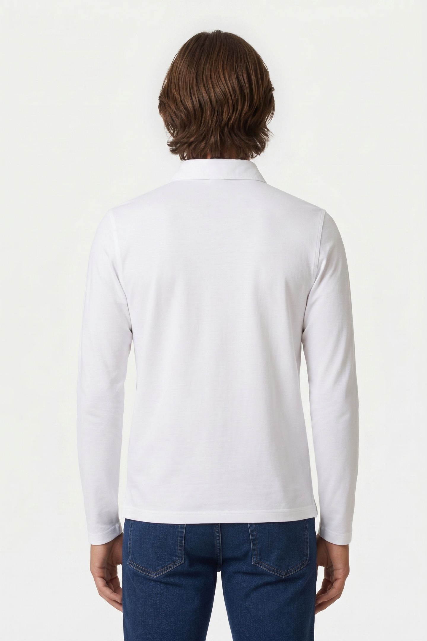 KNIT LONG SLEEVE POLOS WHITE 2
