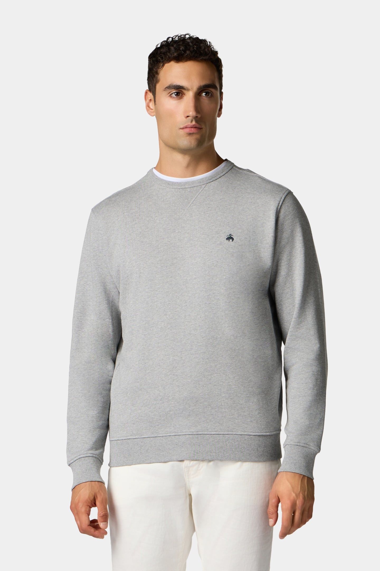 GOLDEN FLEECE EMBROIDERY CREWNECK SWEATSHIRT LIGHT GREY 1