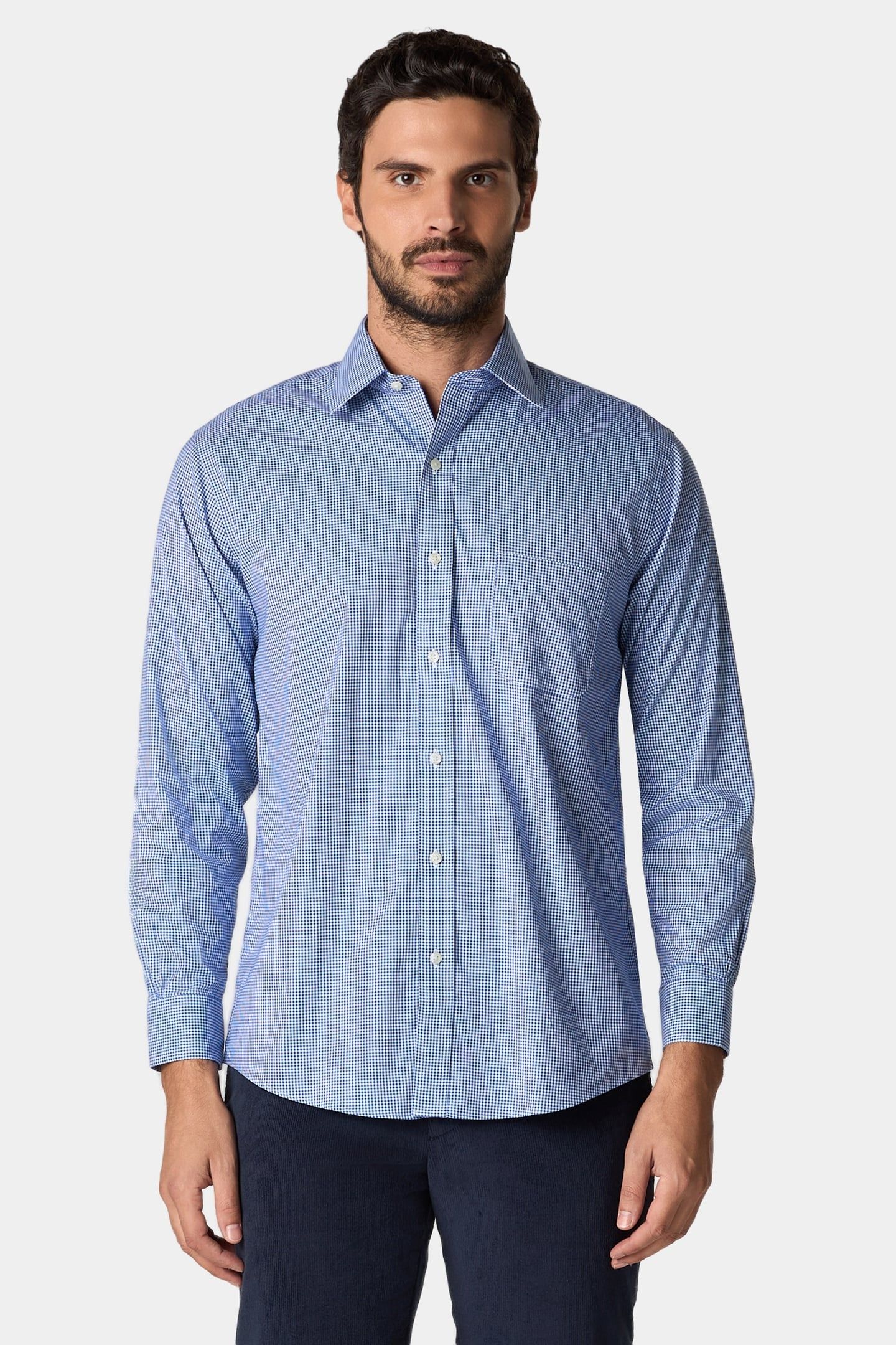 REGULAR FIT NON-IRON GINGHAM SHIRT WITH AINSLEY COLLAR BRIGH 1