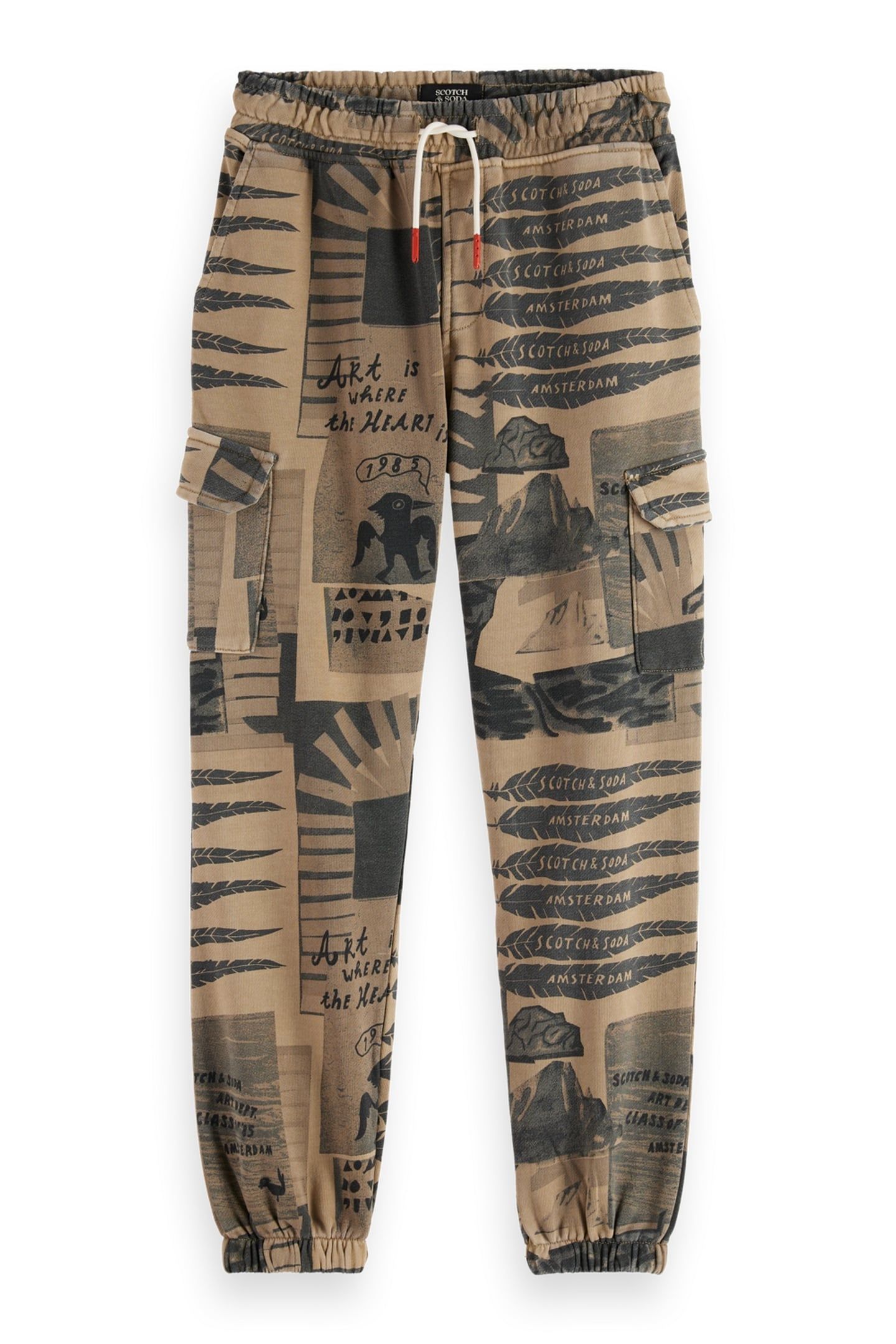 BOY ALL-OVER PRINTED CARGO SWEATPANTS ART DEPT COLLAGE PLAZA 1