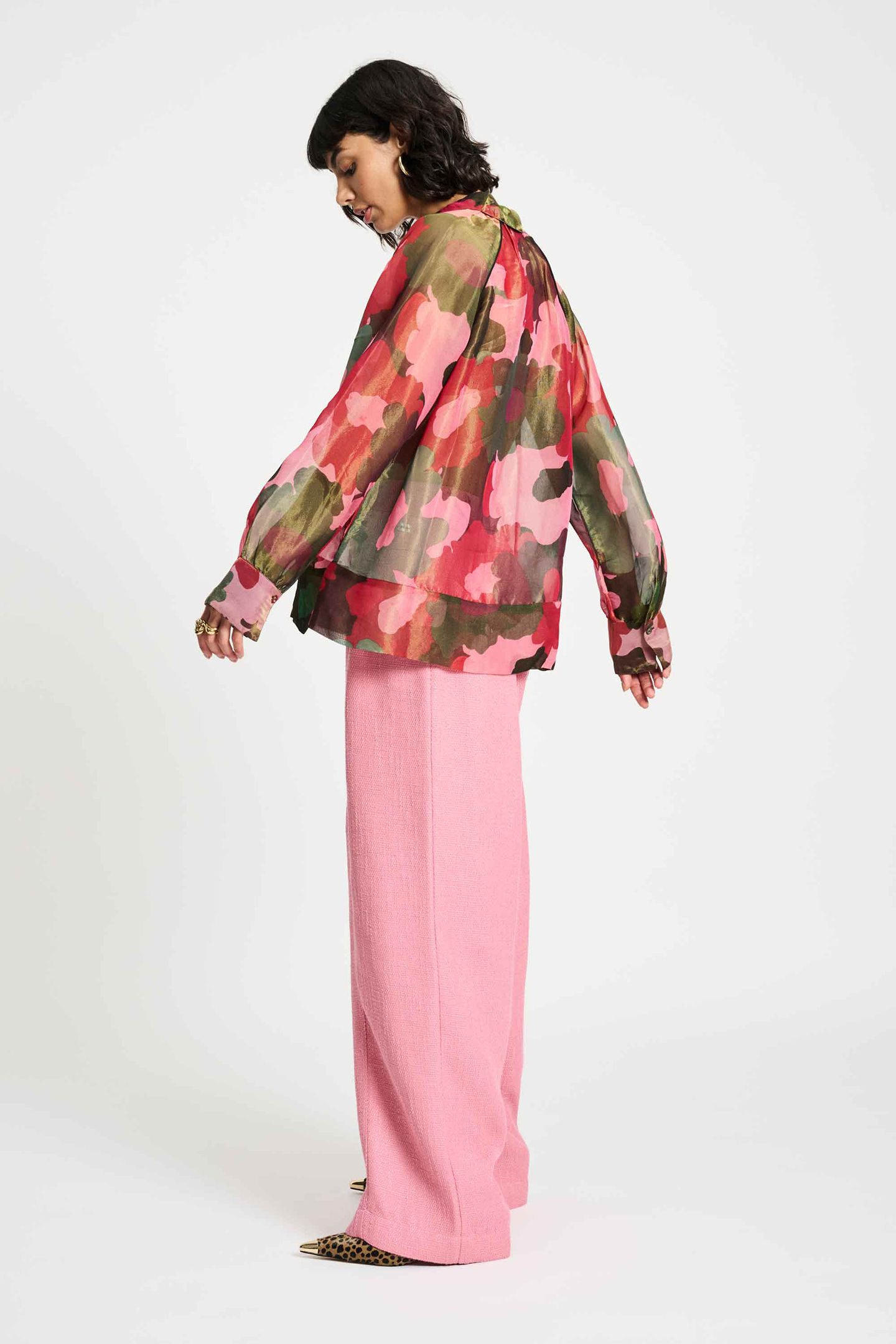 BLOUSE - ABSTRACT FLOWER SHIMMER MULTI COLOUR 4