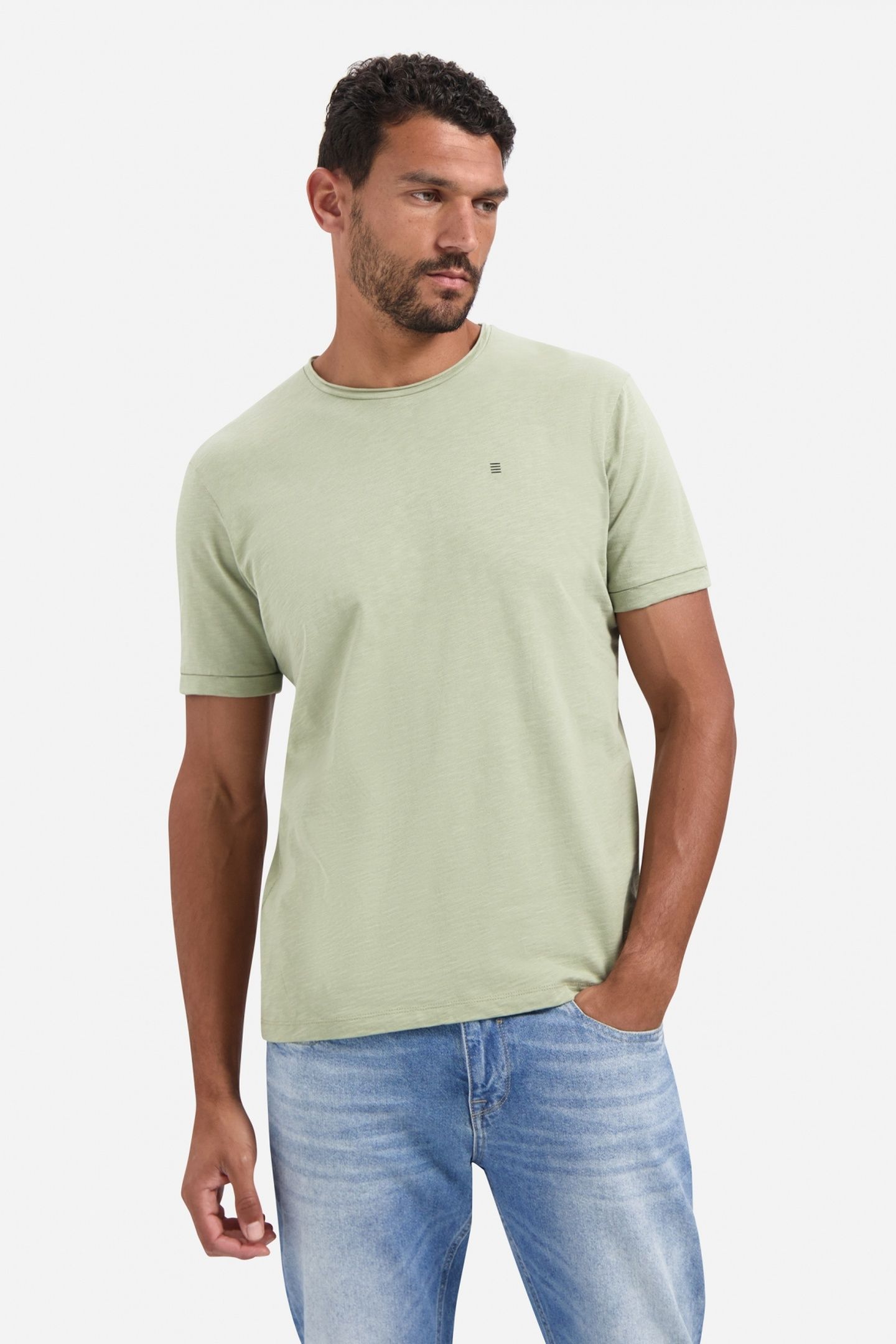 T-SHIRT CREWNECK SLUB LIGHT MOSS 2