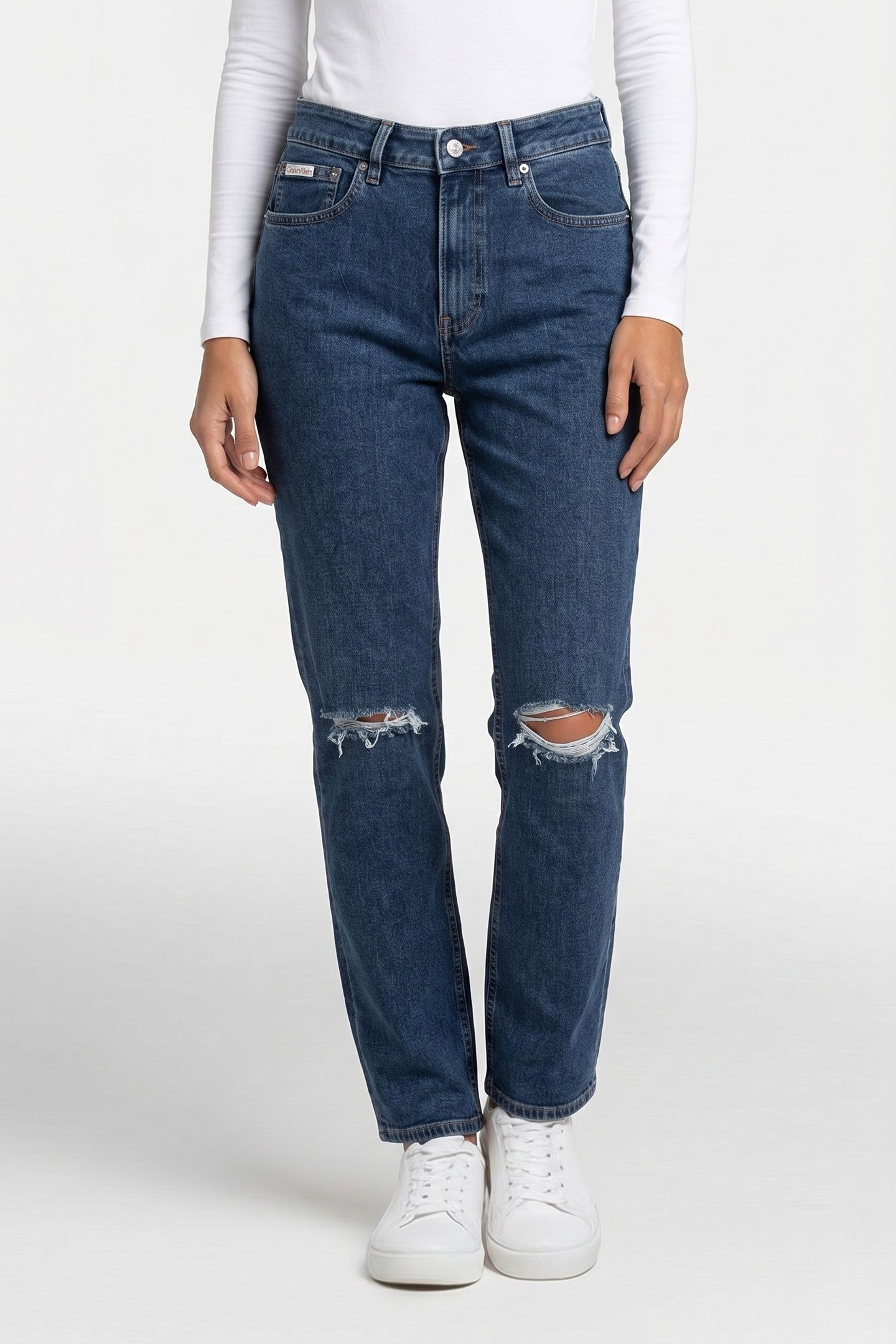 EU HIGH RISE STRAIGHT JEANS DESTROYED SEA 1