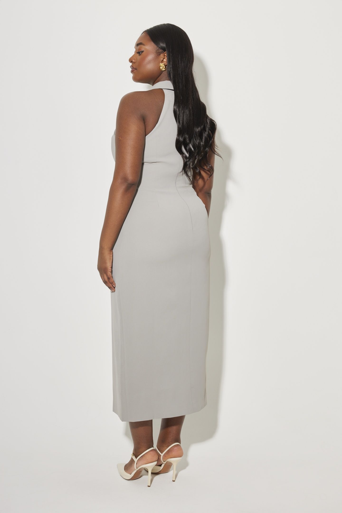 COLLAR MAXI DRESS GREY 3
