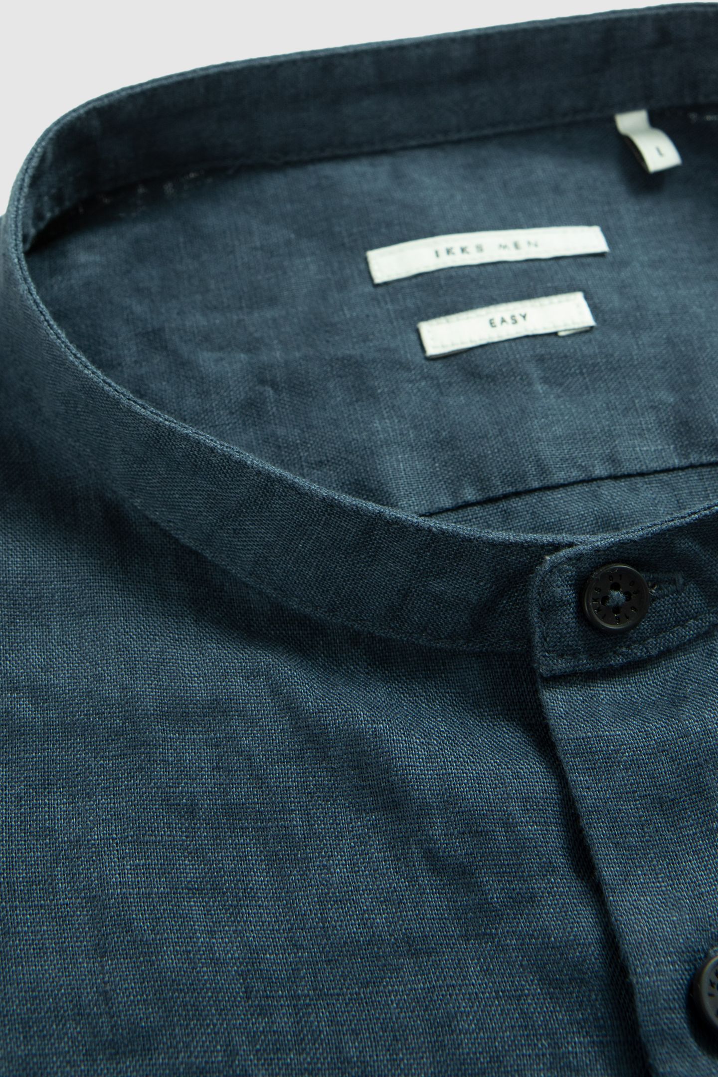 SLATE PURE LINEN REGULAR SHIRT WITH MANDARIN COLLAR 7