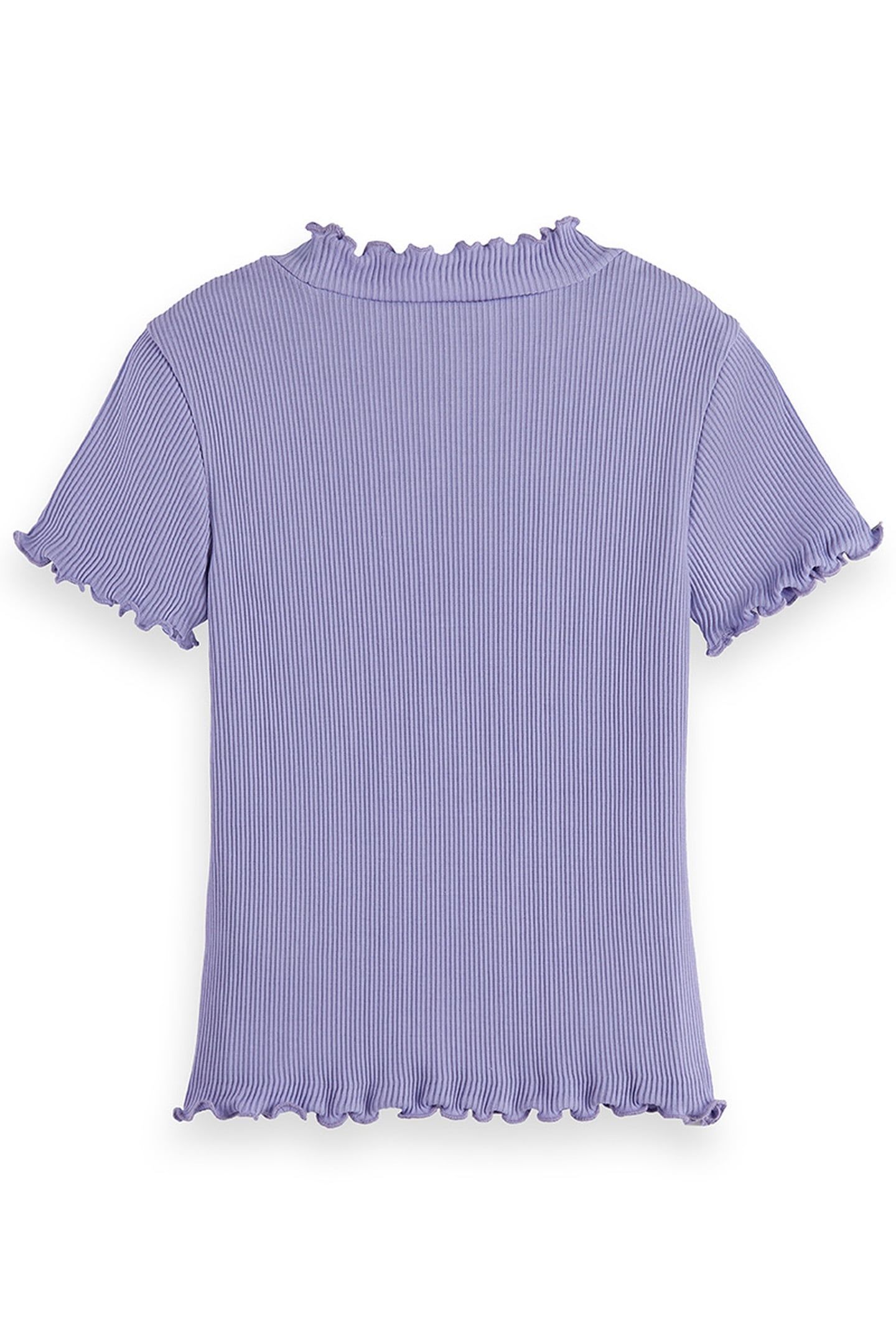 GIRL MOCK NECK RIBBED SLIM-FIT SHORT-SLEEVE T-SHIRT SWEET LA 2