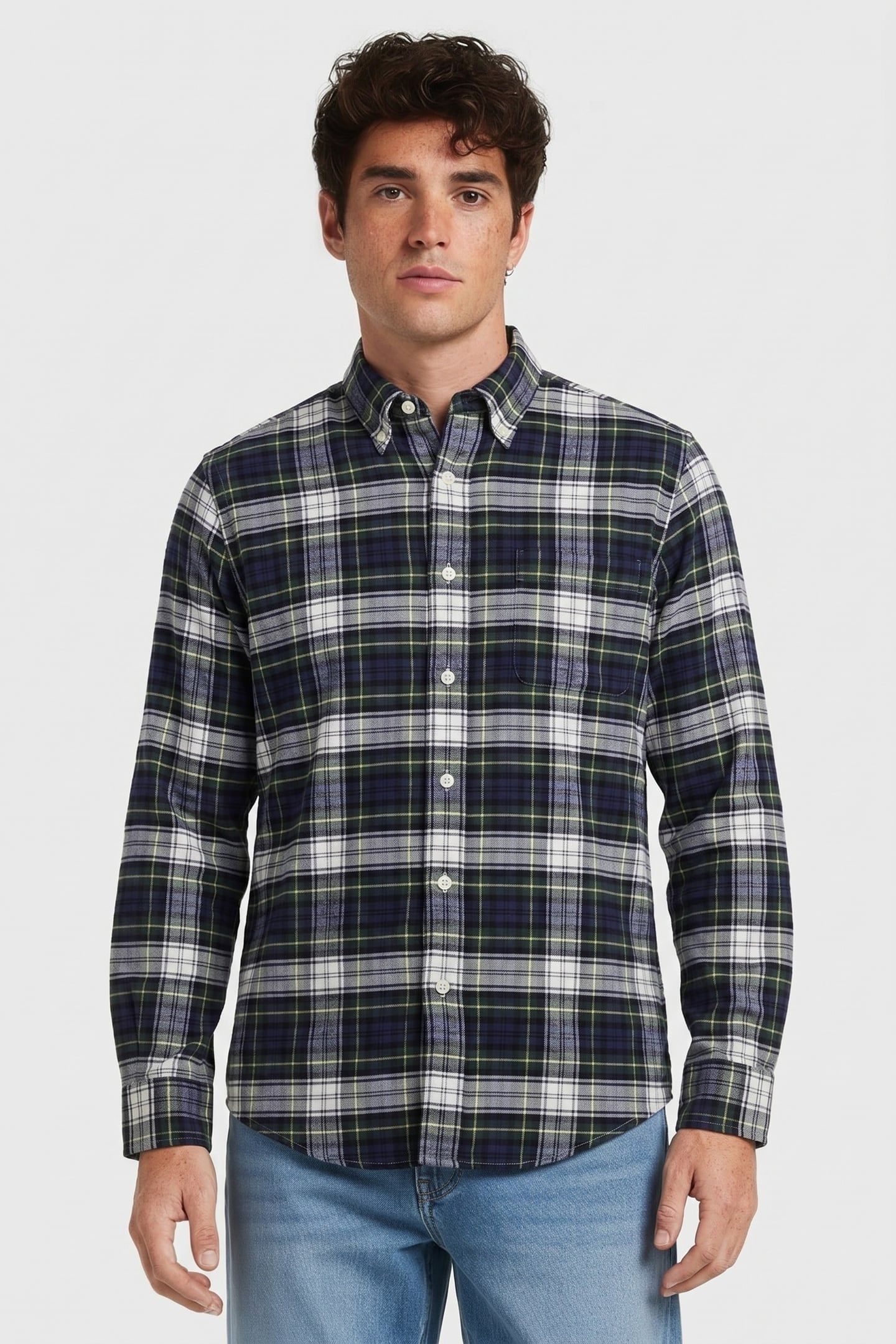 CASUAL COTTON FLANNEL REGULAR FIT OPEN WHITE 1