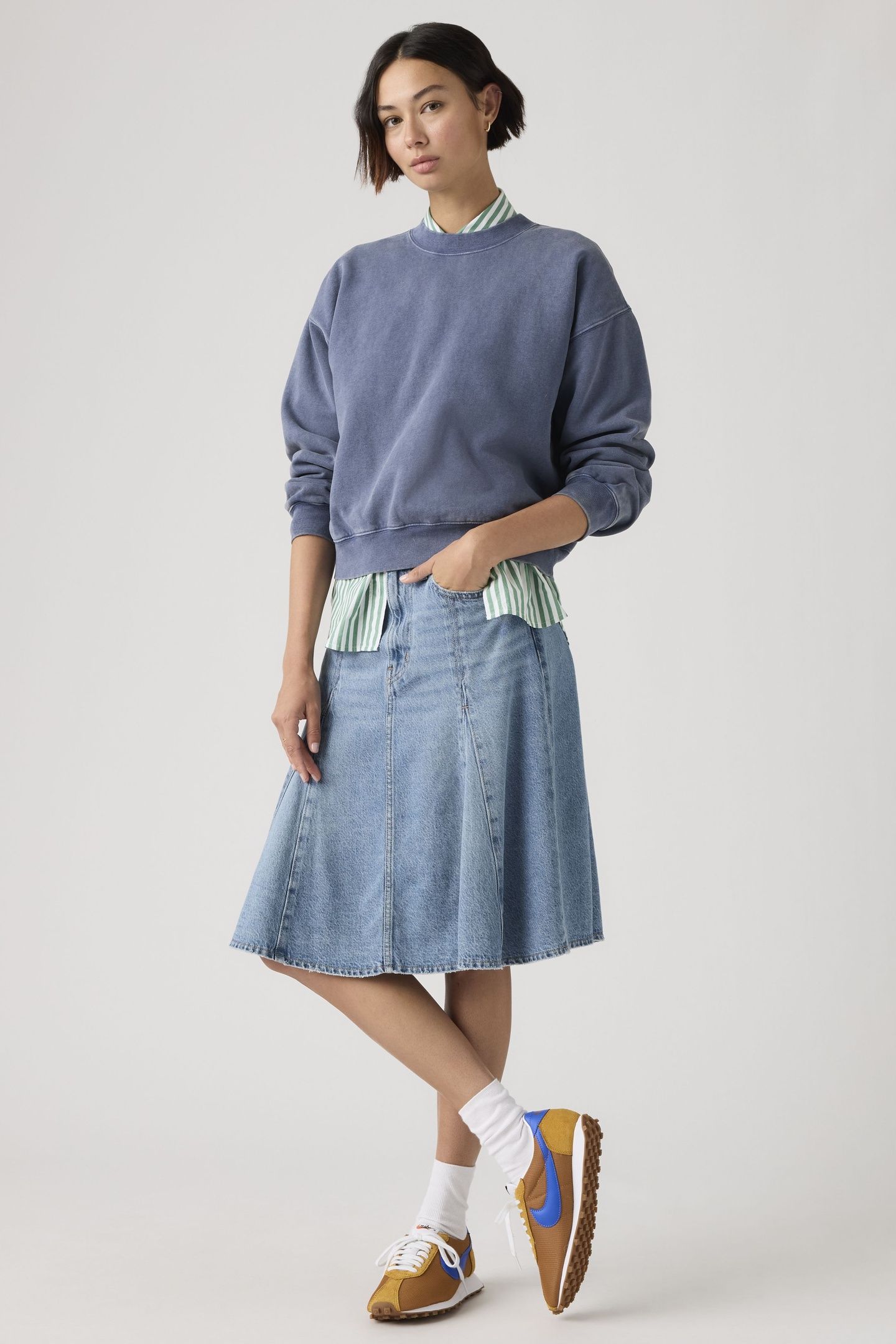 GODET KNEE LENGTH LIGHTWEIGHT SKIRT 4