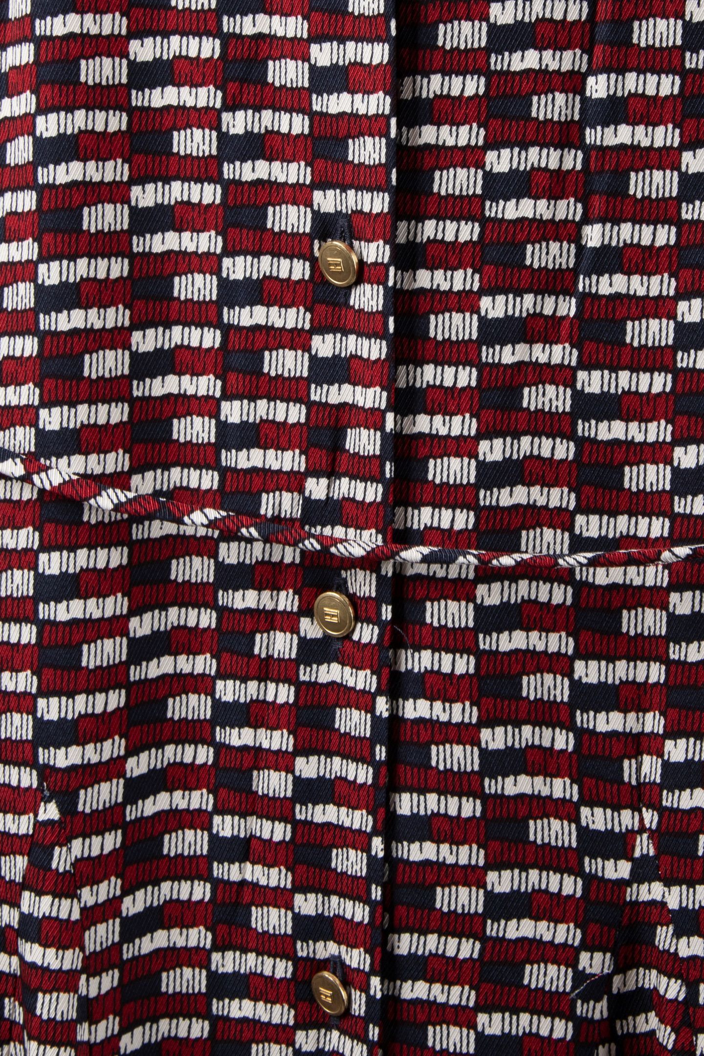 SELF-TIE BELT SLIM MINI SHIRT DRESS LOGO PRINT NAVY 4