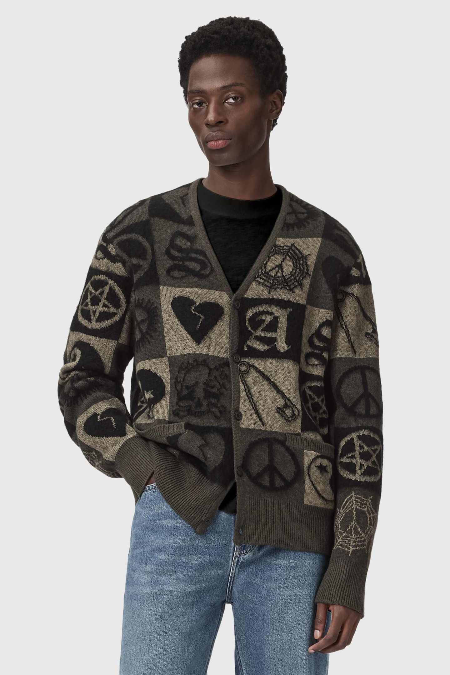 TRAVIS CARDIGAN OLIVE GREEN/BLACK 4