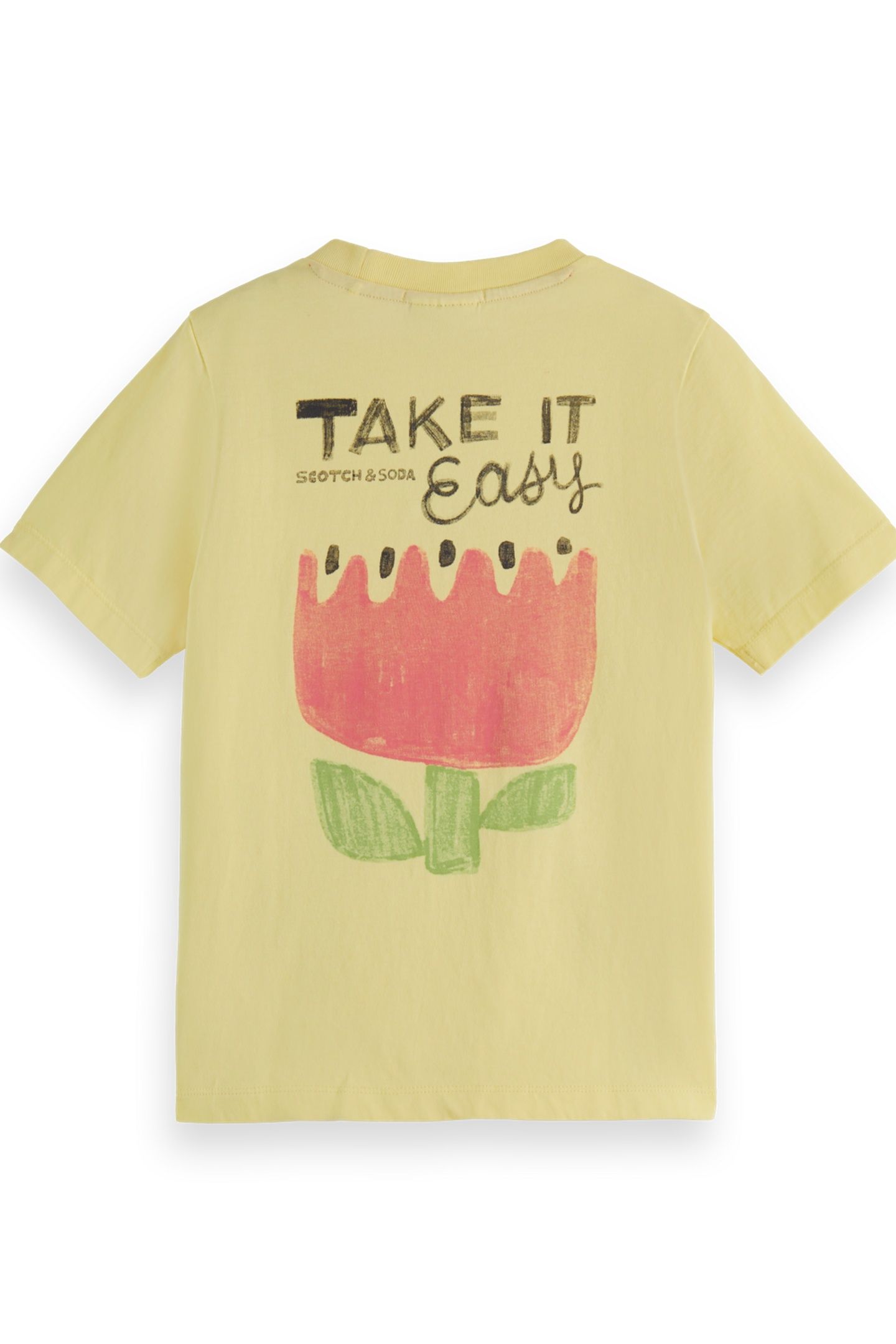 GIRL KNOTTED T-SHIRT WITH ARTWORKS SORBET YELLOW 2
