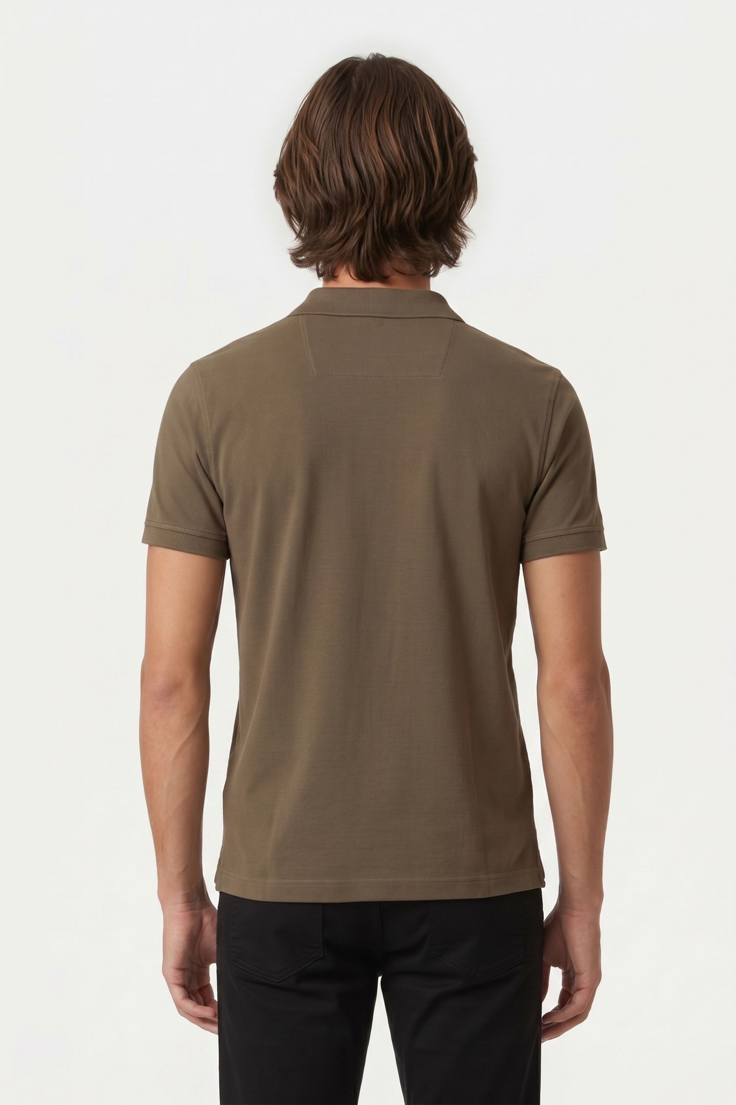 POLO V SOLID STRETCH DARK MOSS 2
