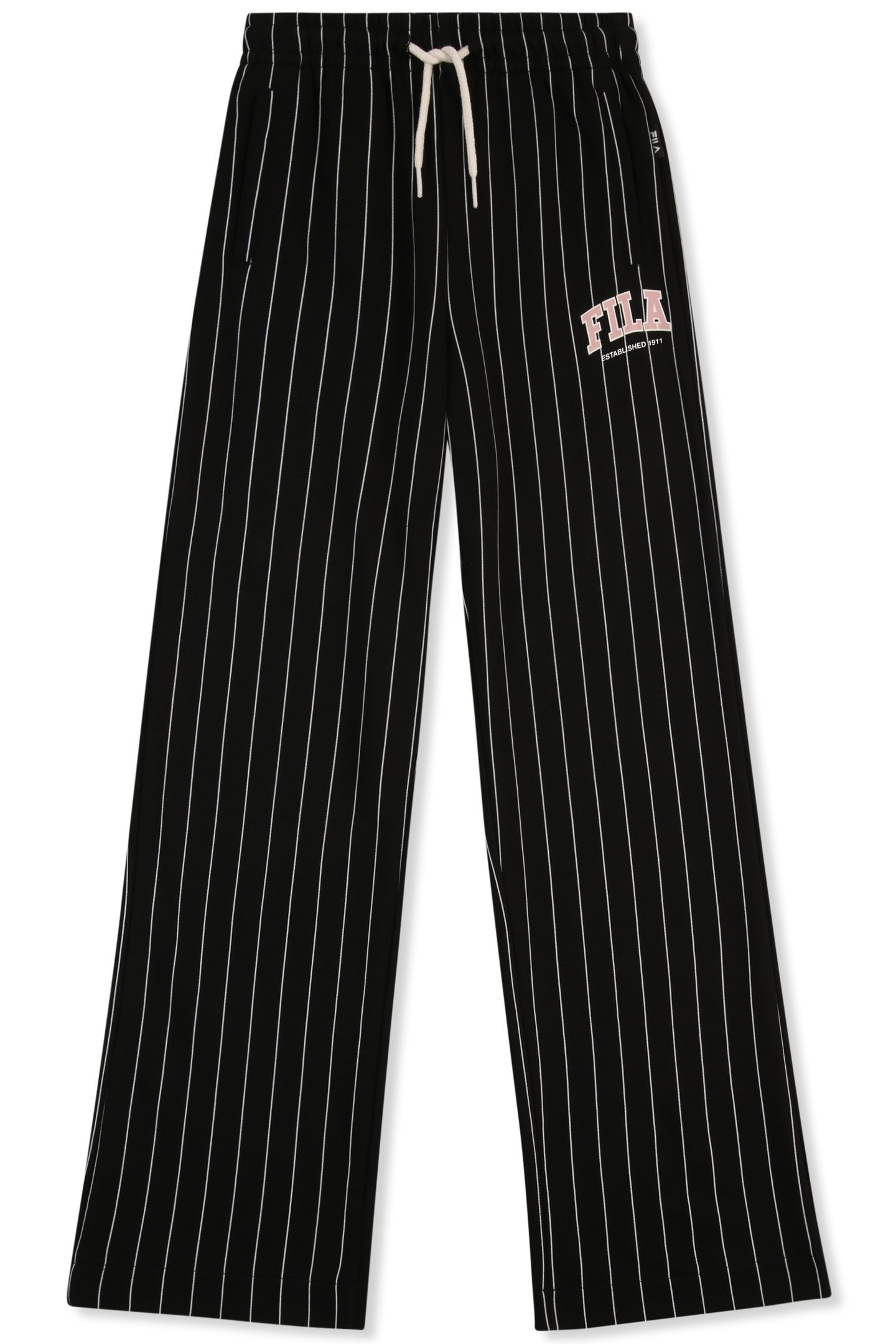 RIFREDI WIDE GRAPHIC PINSTRIPED SWEATPANTS BLACK / EGRET STR 1
