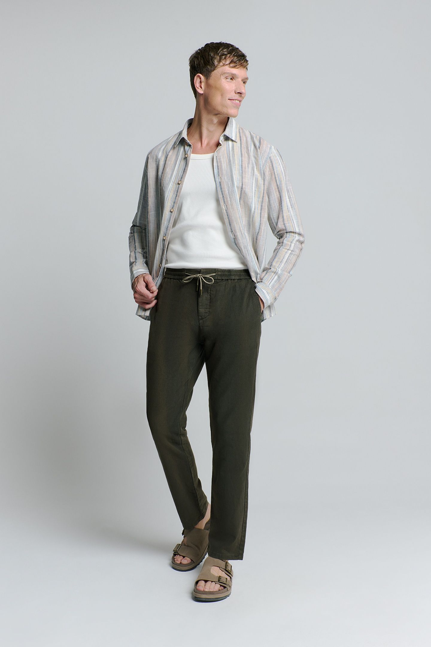 PANTS WITH LINEN GARMENT DYED MOTORBLACK 2