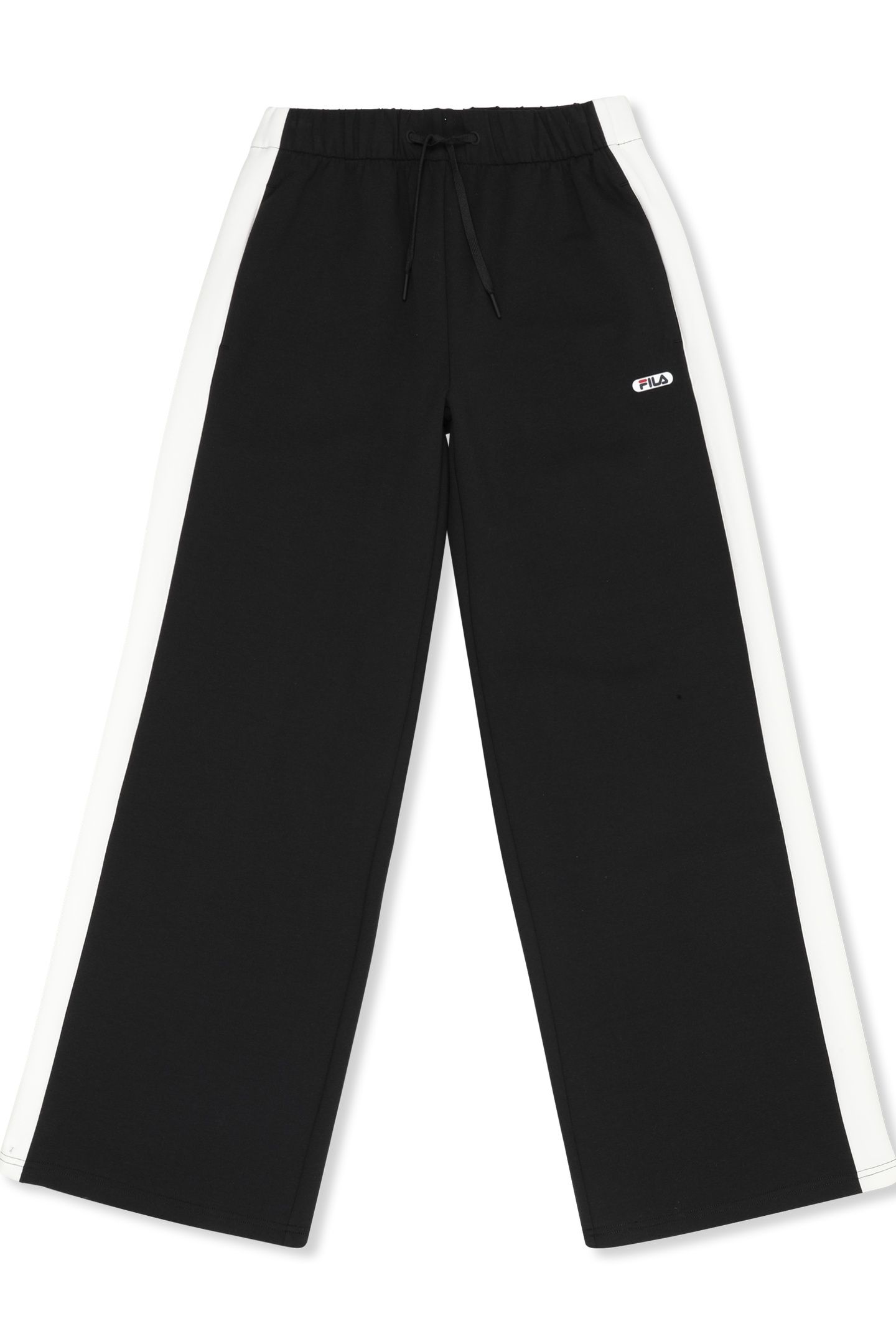 LECORE WIDE CONTRAST PANEL SCUBA TRACK PANTS BLACK-EGRET 5