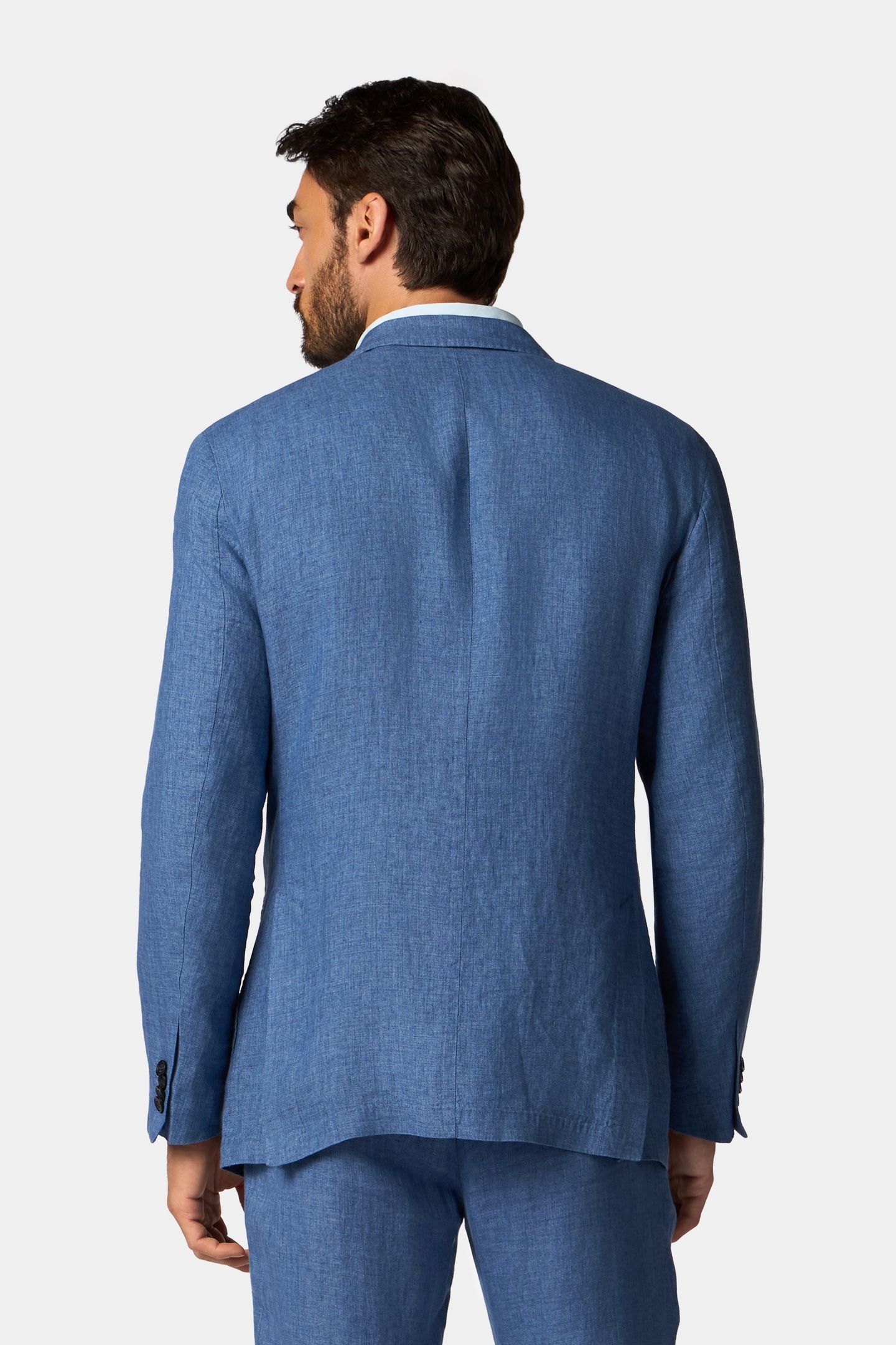 LINEN SINGLE-BREASTED BLAZER DENIM BLUE 3