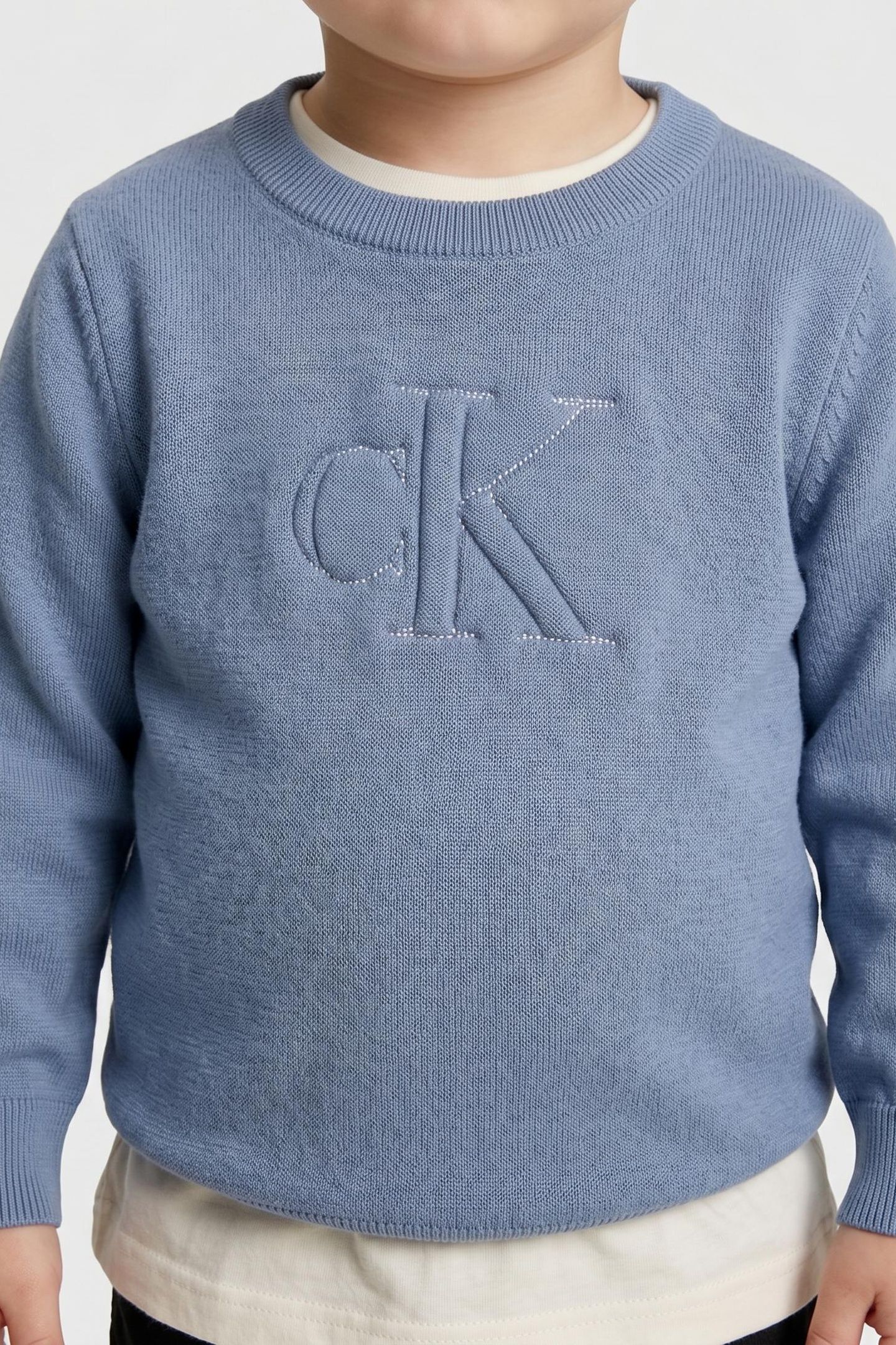 BOYS QUILTED MONOGRAM SWEATER SATIN BLUE 3