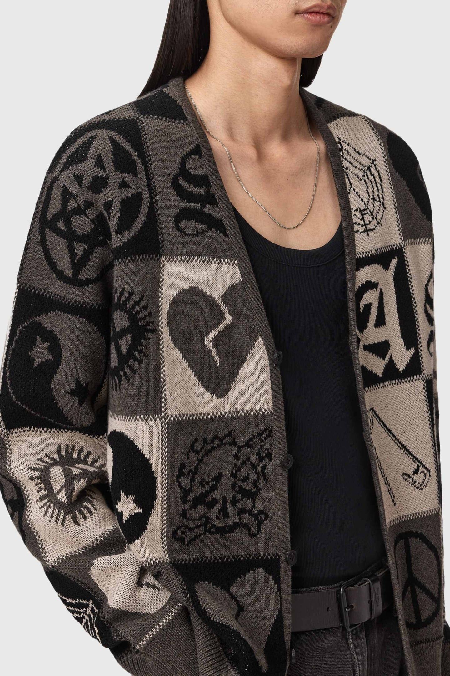 BARKER CARDIGAN TAUPE BROWN/BLACK 6