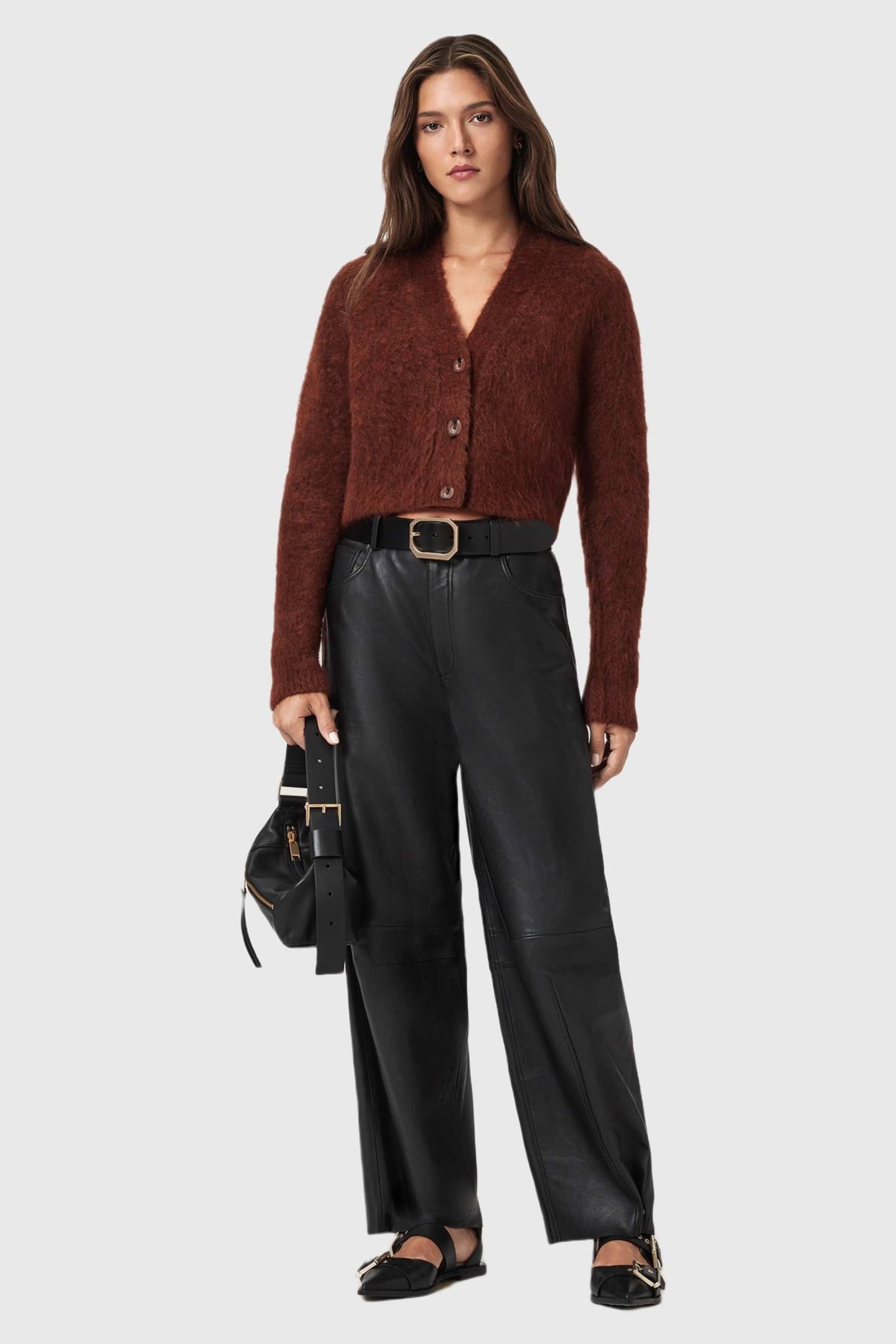 RUBI WICK CARDIGAN CHESTNUT BROWN 1