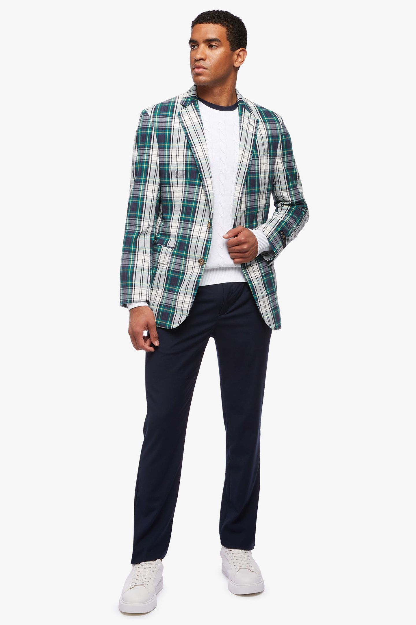 REGENT CLASSIC-FIT MADRAS SPORT COAT OPEN GREEN 2