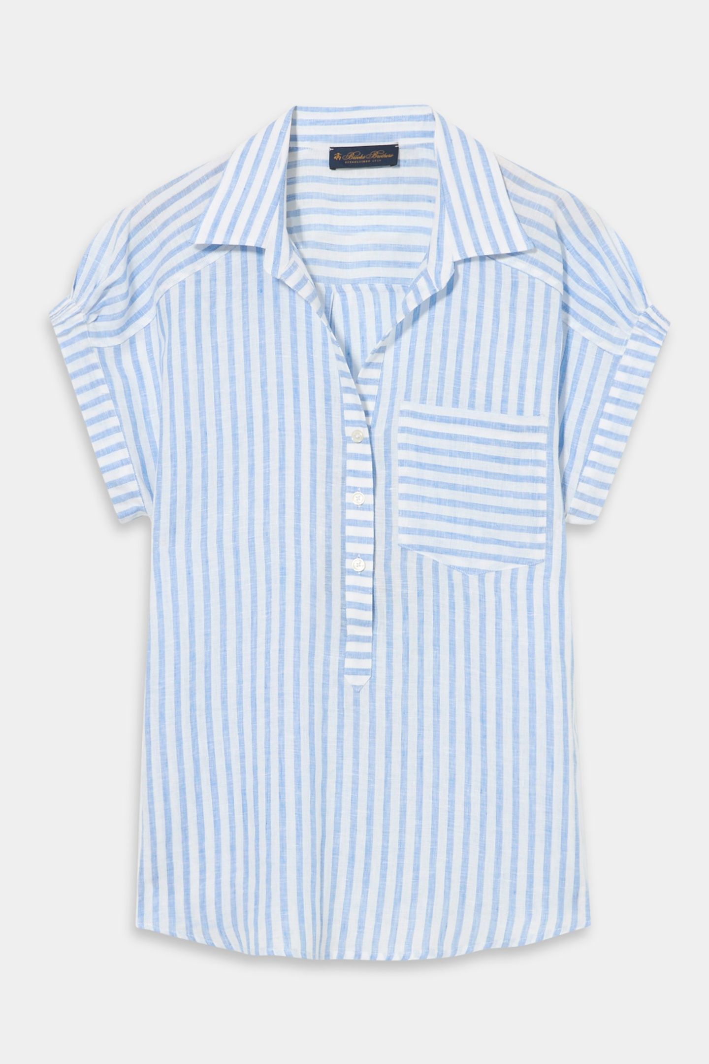 REGULAR FIT PRINTED LINEN BLOUSE LIGHT BLUE 3