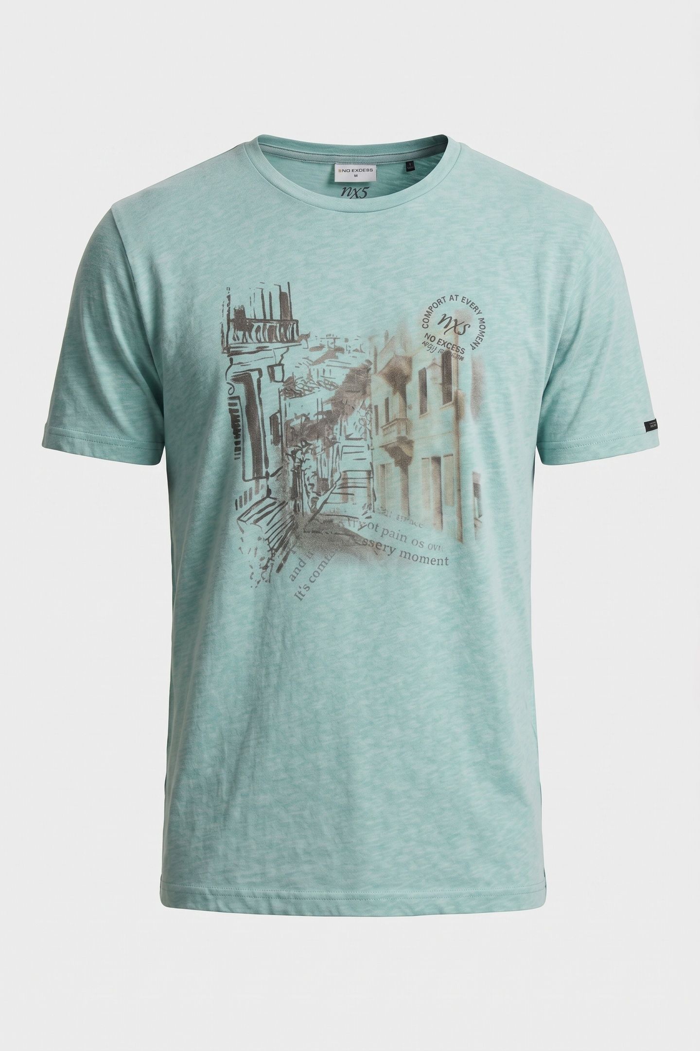 T-SHIRT CREWNECK MELANGE CHEST PRINT ICE 5